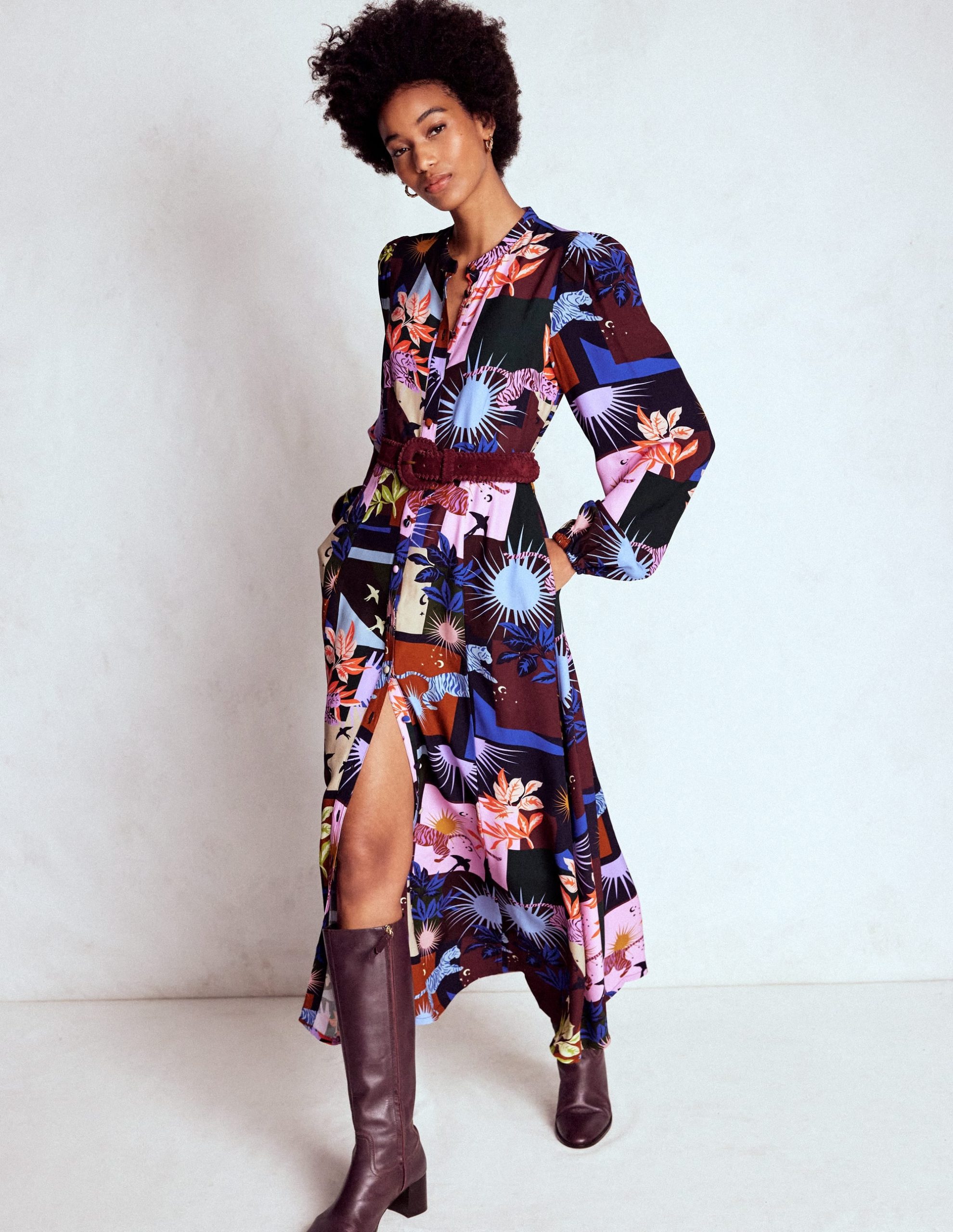 Mae Occasion Maxi Shirt Dress-Multi. Cosmic Savanna - Image 5