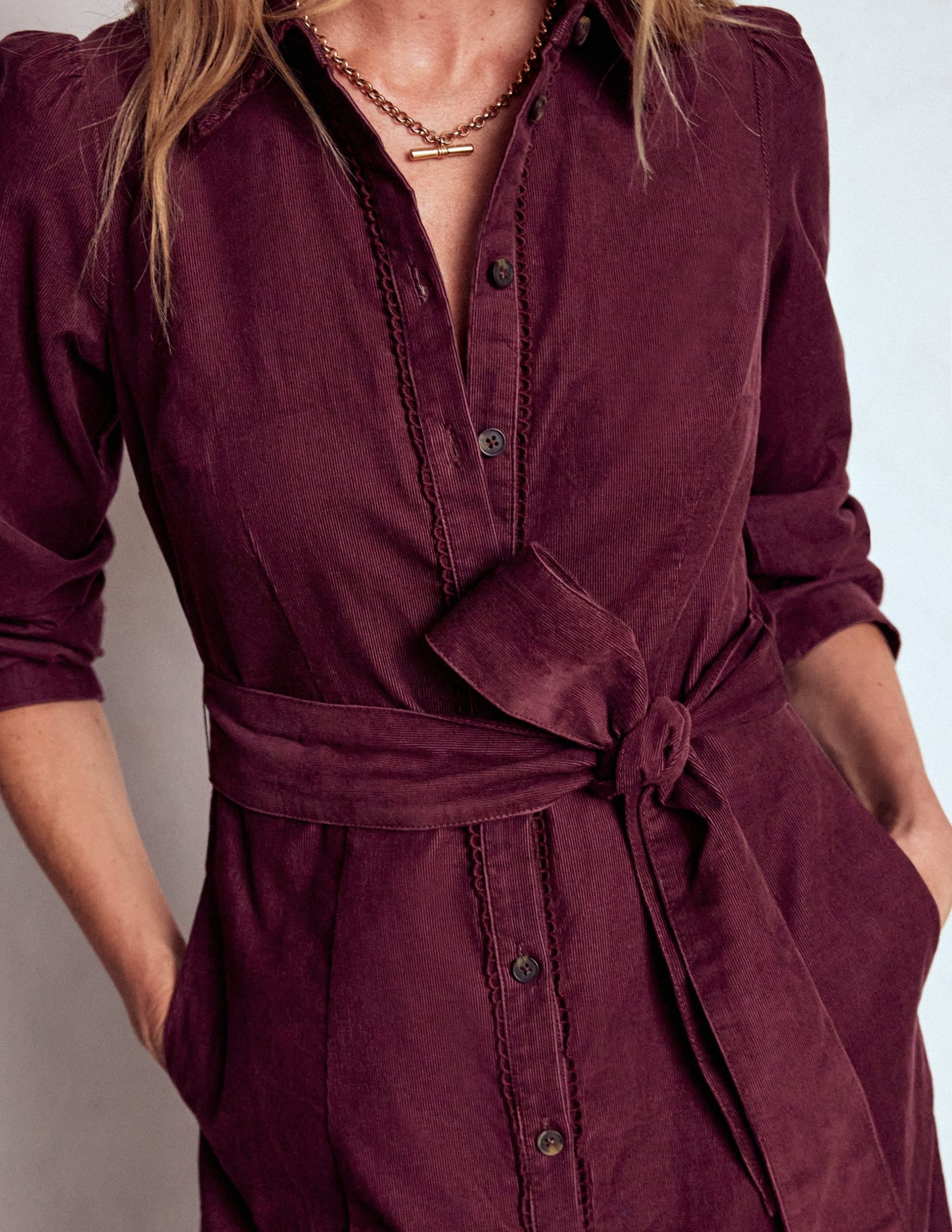 Clara Cord Midi Dress-Dark Cherry - Image 2