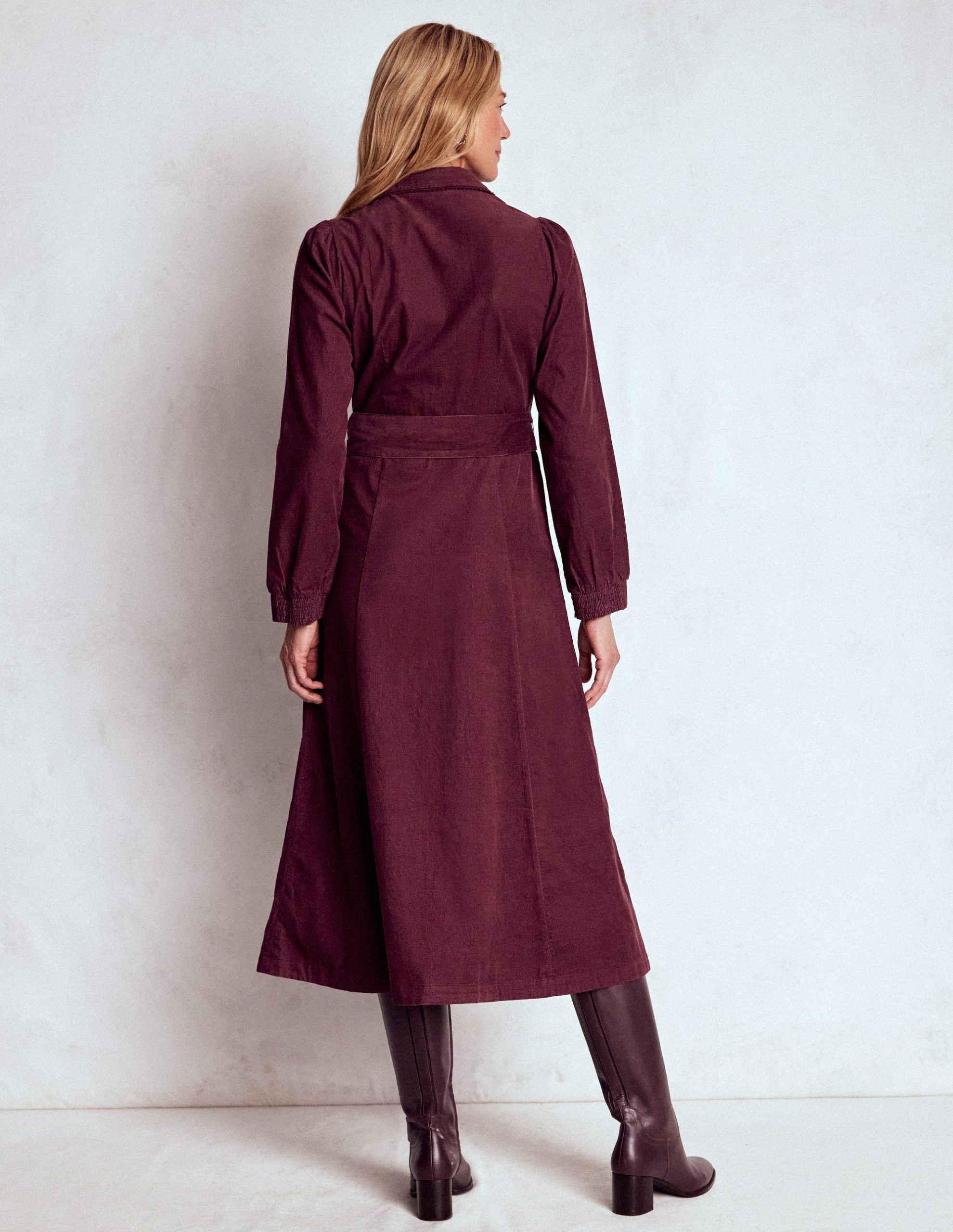 Clara Cord Midi Dress-Dark Cherry - Image 3