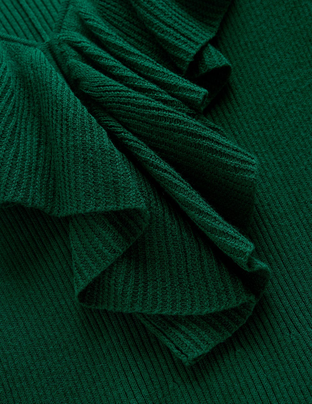 Ruffled Ribbed Dress-Emerald Night - Image 8