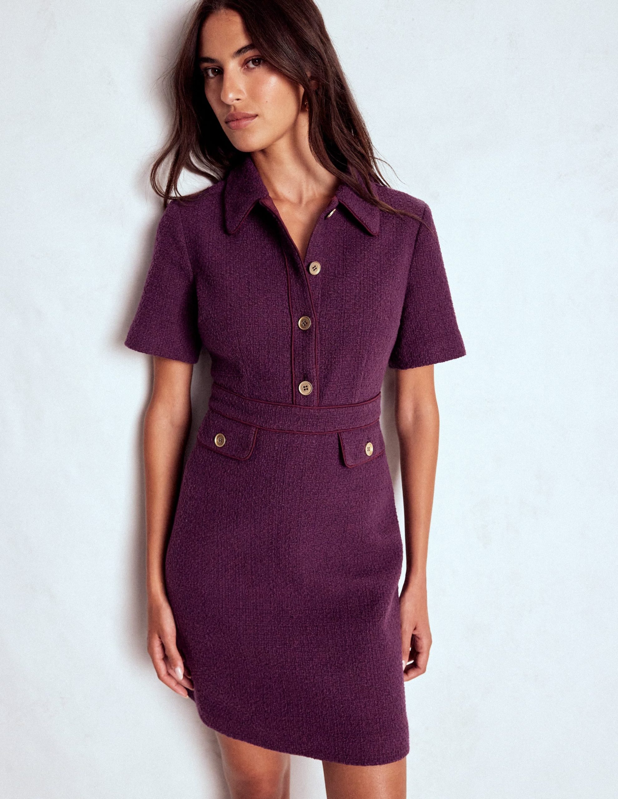 Eda Cotton Shift Dress-Plum Jam - Image 2