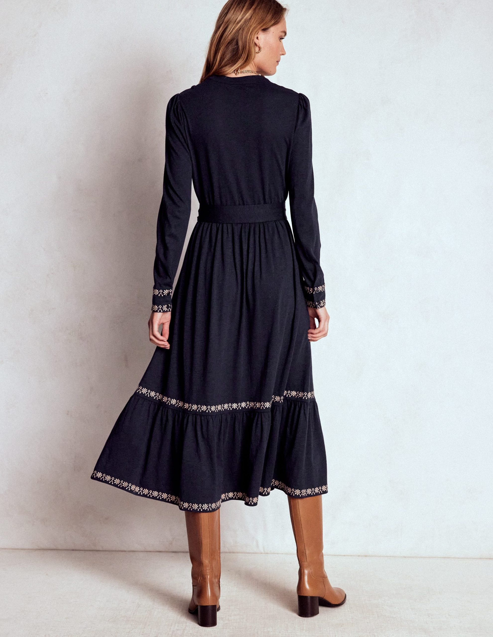 Edwina Jersey Shirt Dress-Navy - Image 3