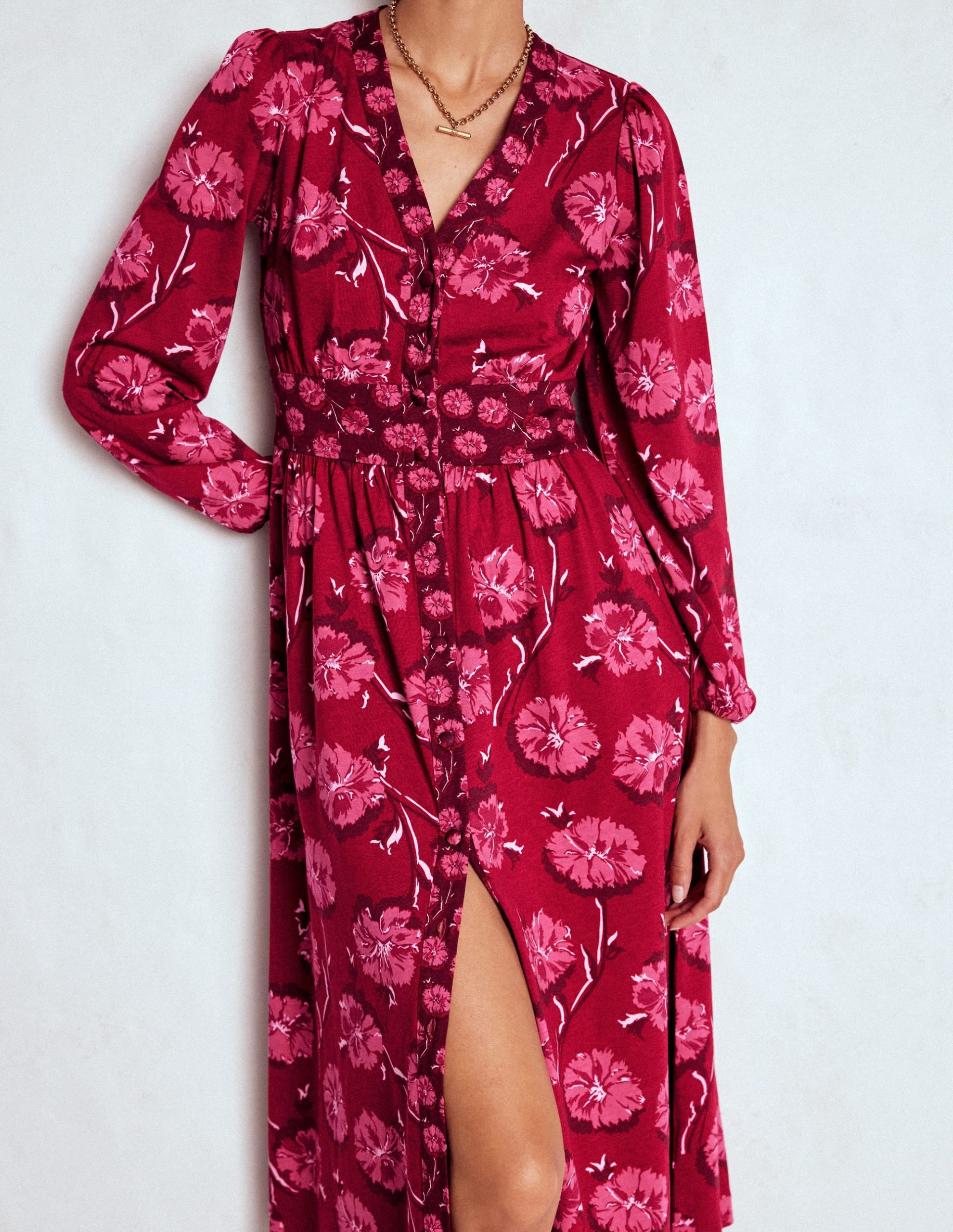 Natalia Long Sleeve Tea Dress-Red. Delicate Carnation - Image 2