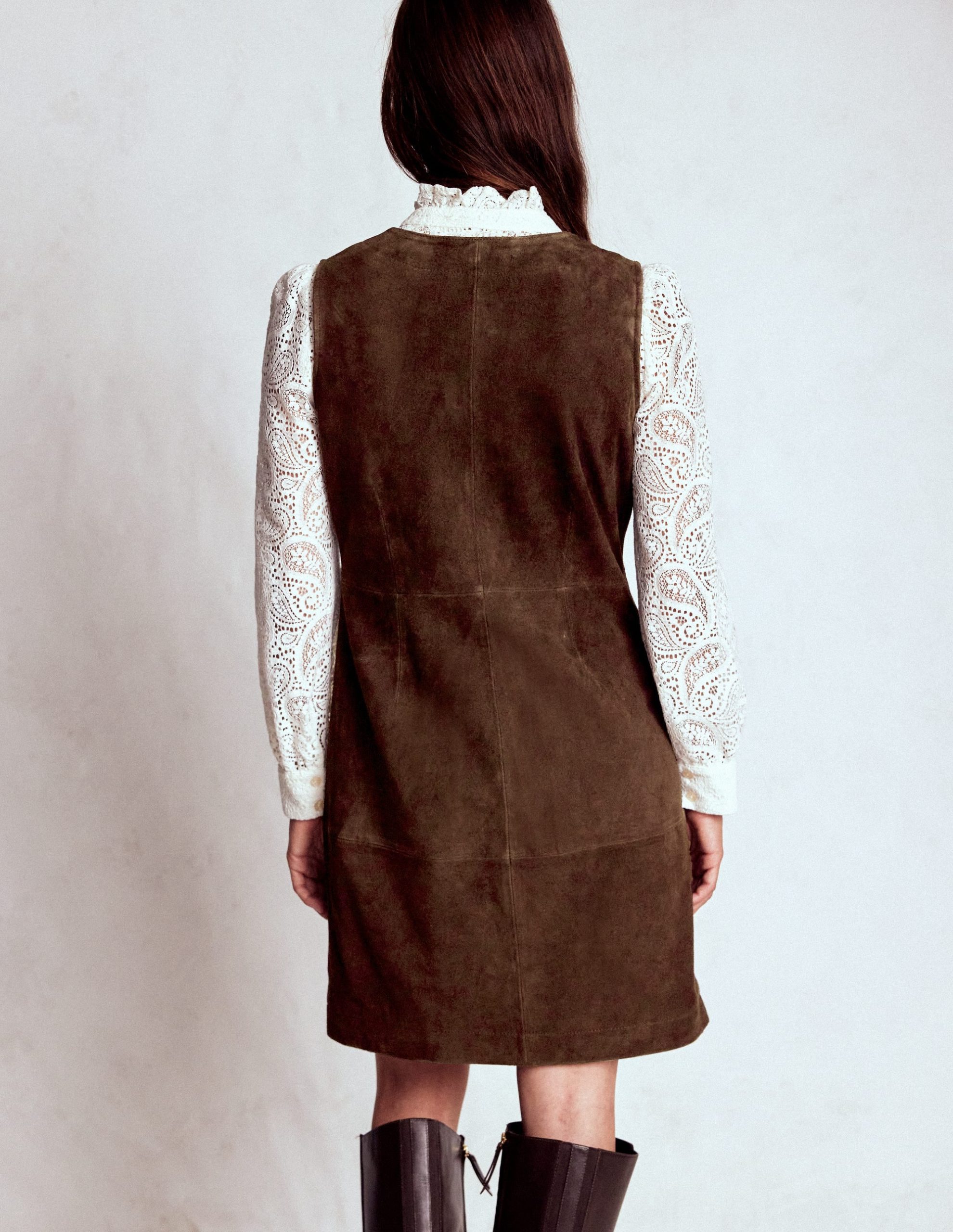 Evelyn Suede Shift Dress-Dark Chocolate - Image 3