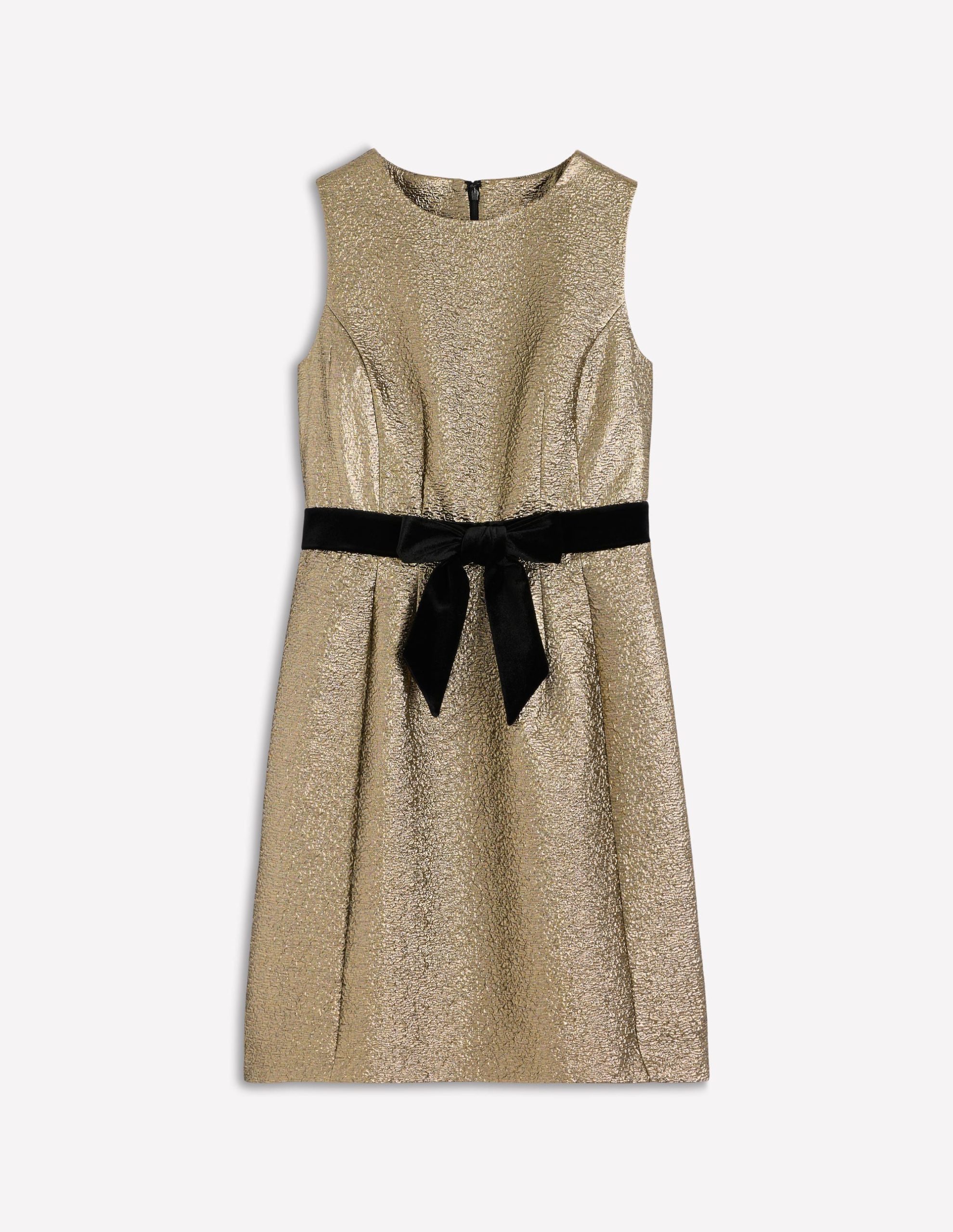 Gold Metallic Shift Dress-Gold Metallic - Image 7