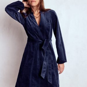 Ros Panelled Cord Short Dress-Navy