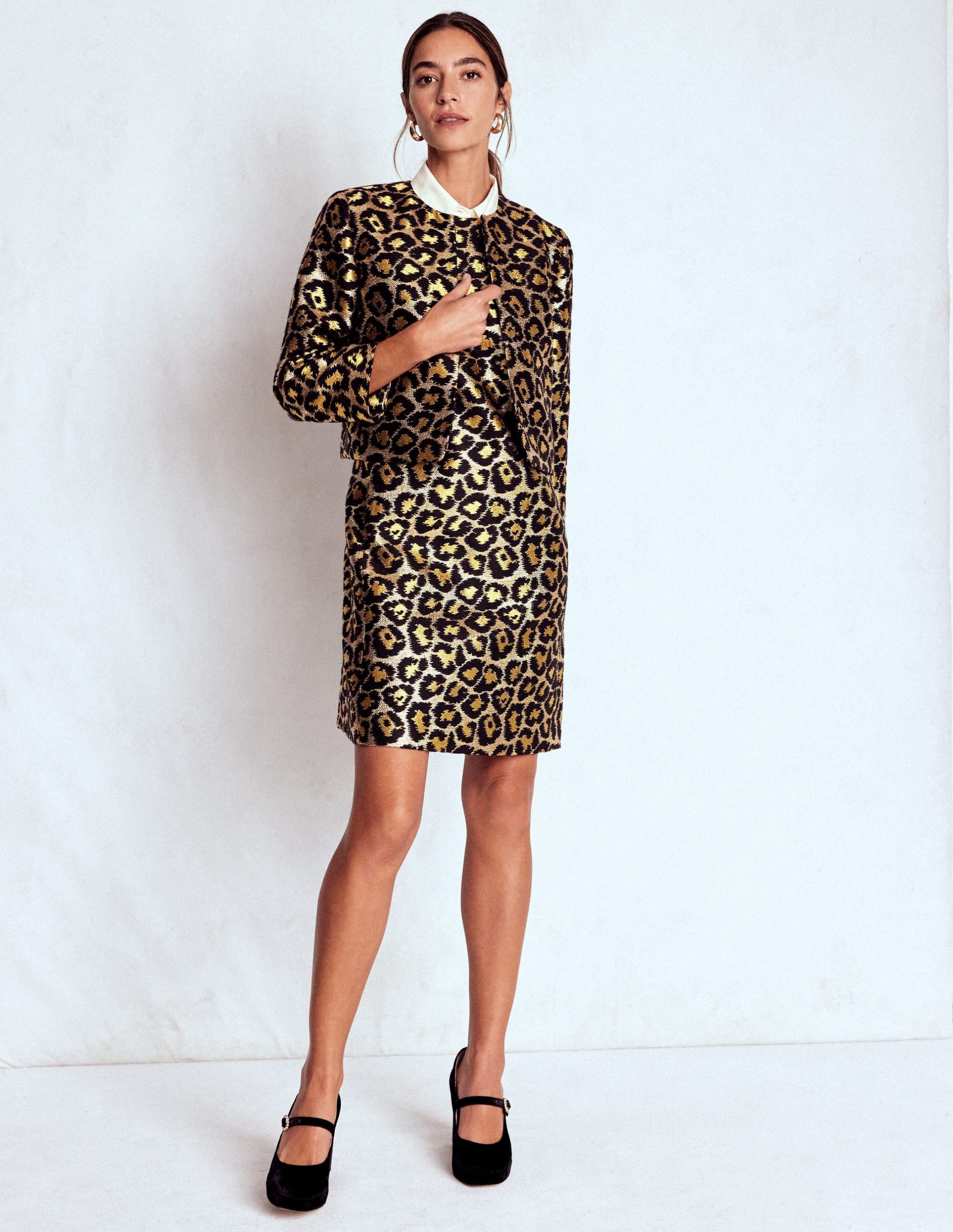 Metallic Leopard Shift Dress-Metallic Leopard - Image 4