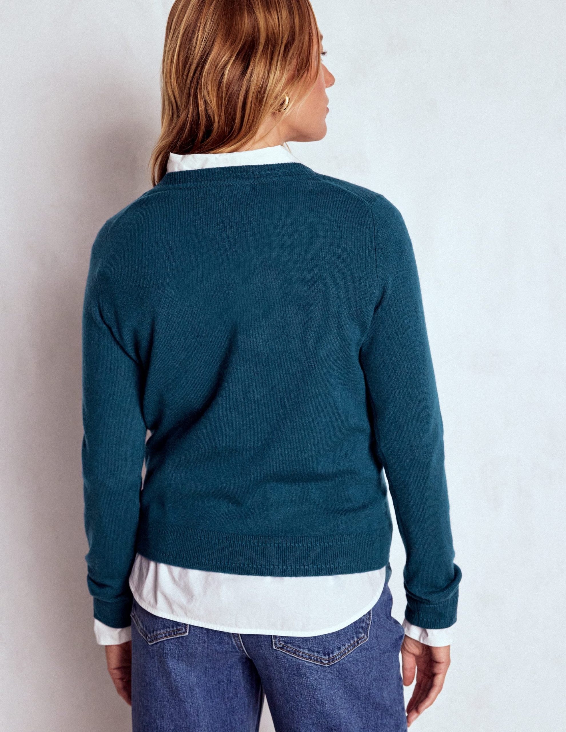 Eva Cashmere V-Neck Sweater-Harbour Bue - Image 3