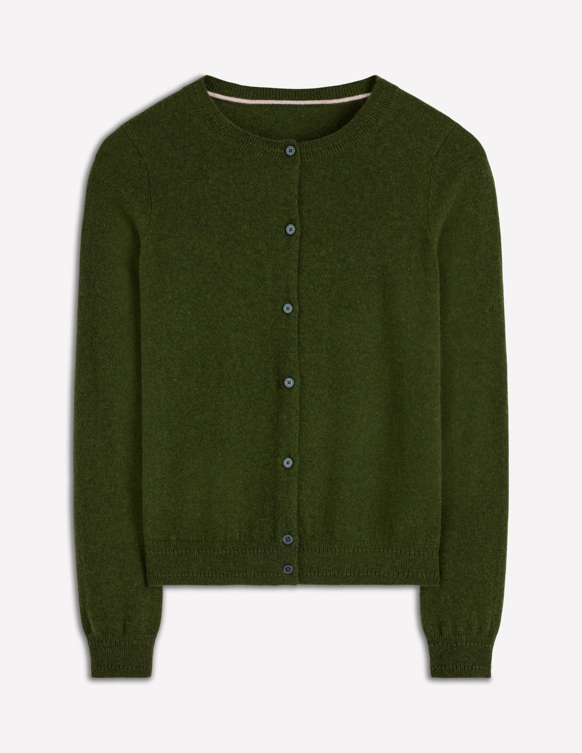 Eva Cashmere Crew Cardigan-Leaf Green Melange - Image 5