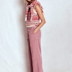 Edie Fair Isle Vest-Pink Heritage Fair Isle