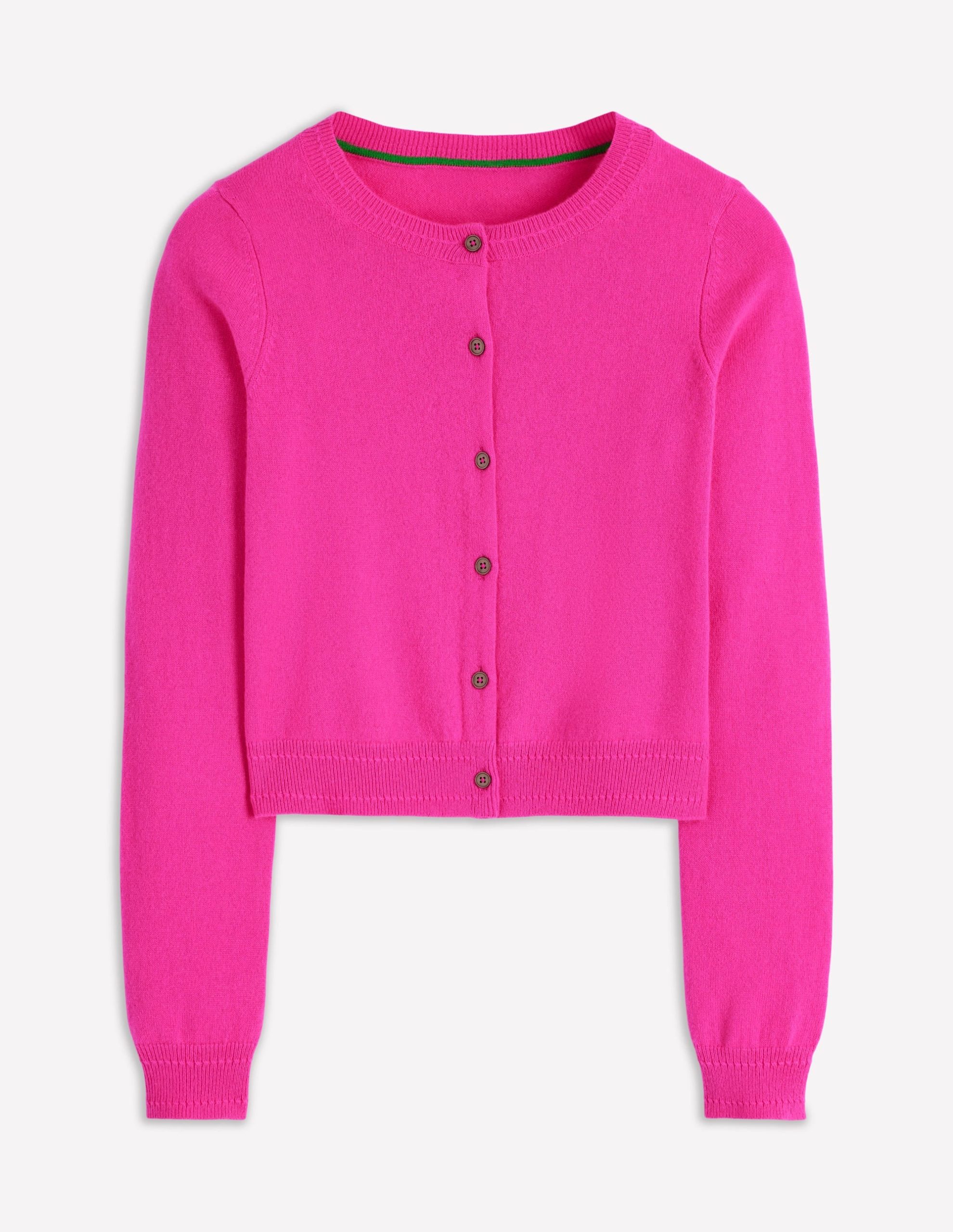 Eva Cashmere Cropped Cardigan-Pop Pansy - Image 5