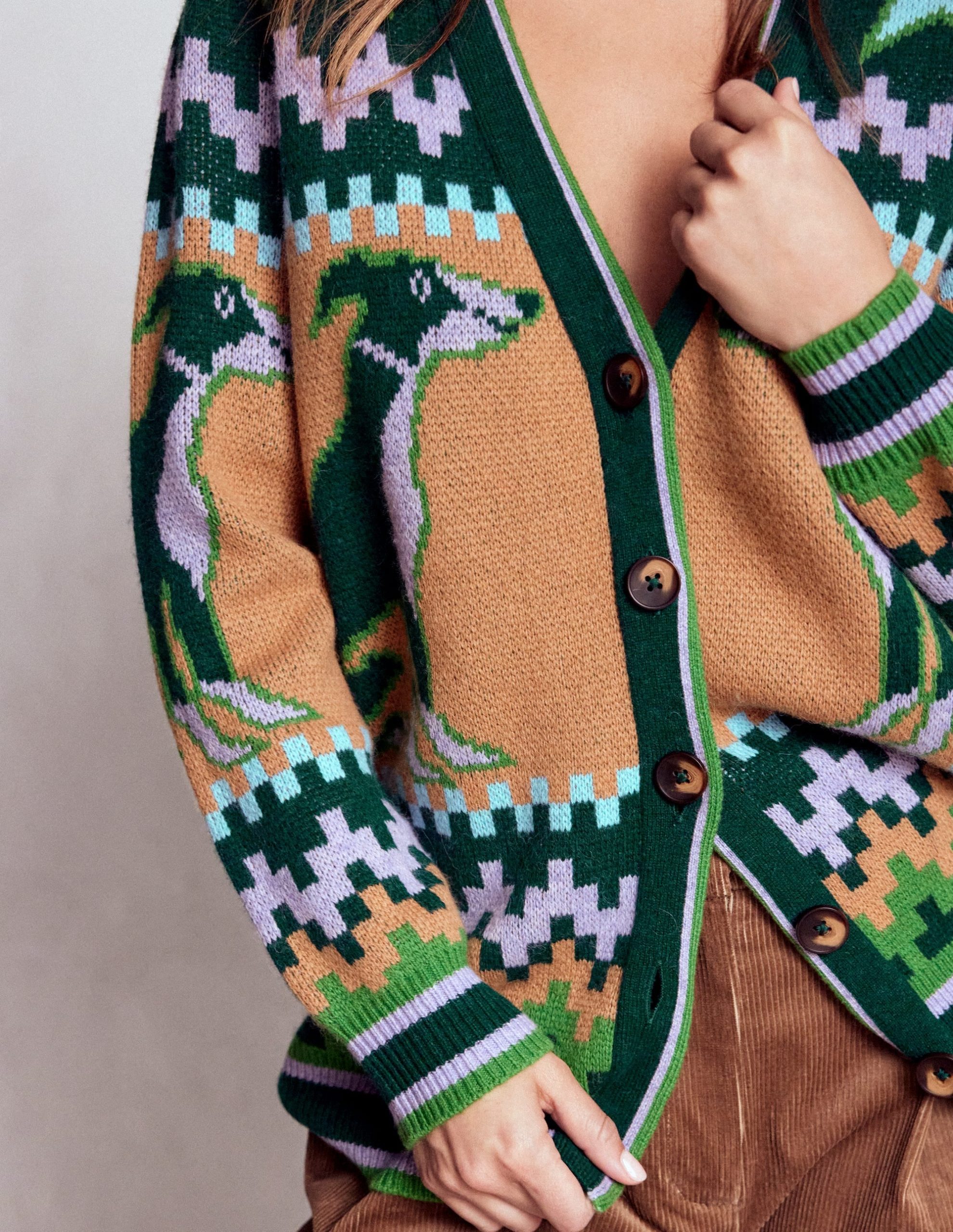 Quinn Boyfriend Cardigan-Emerald Night Whippet - Image 3