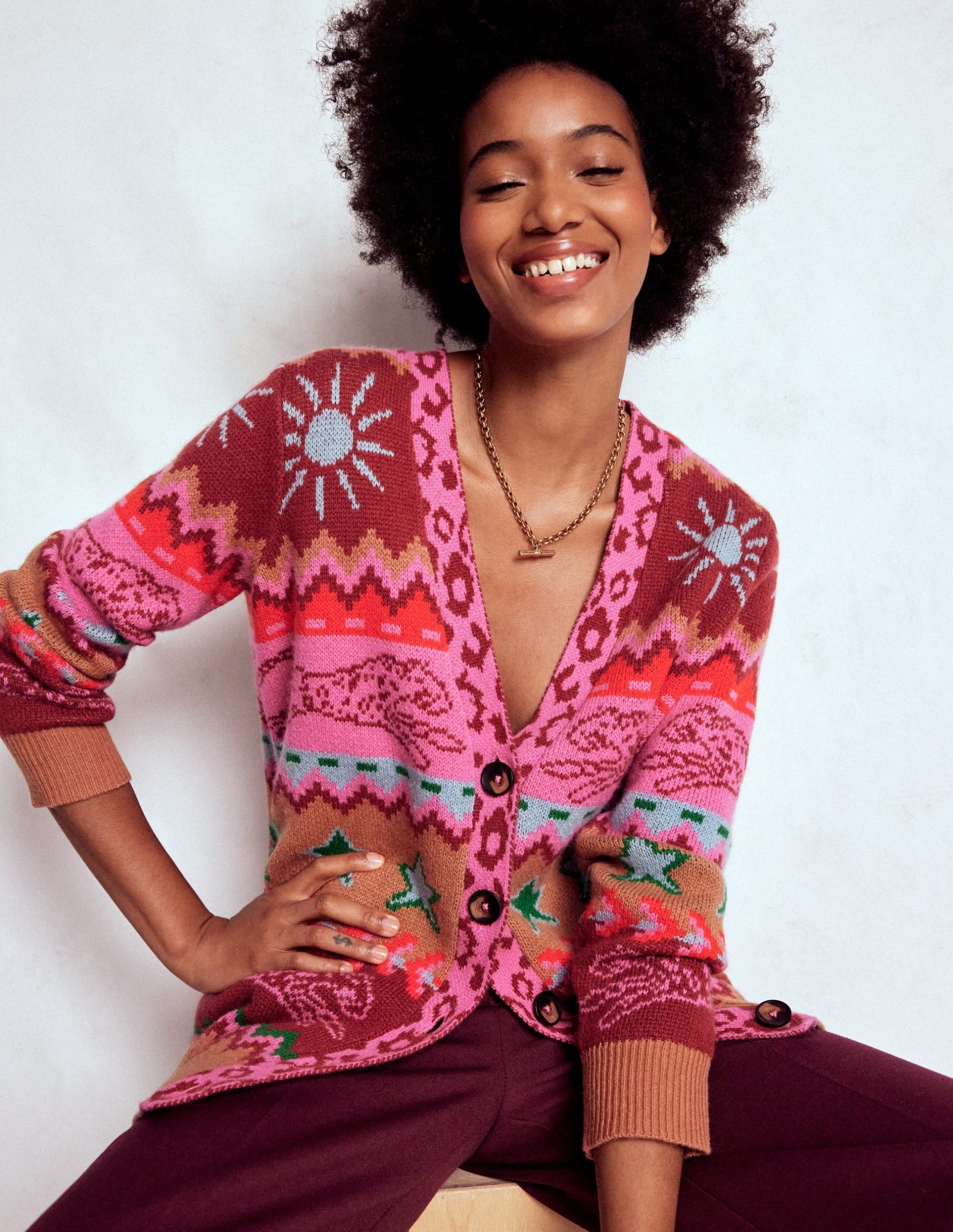 Quinn Boyfriend Cardigan-Camel. Cheetahs - Image 5