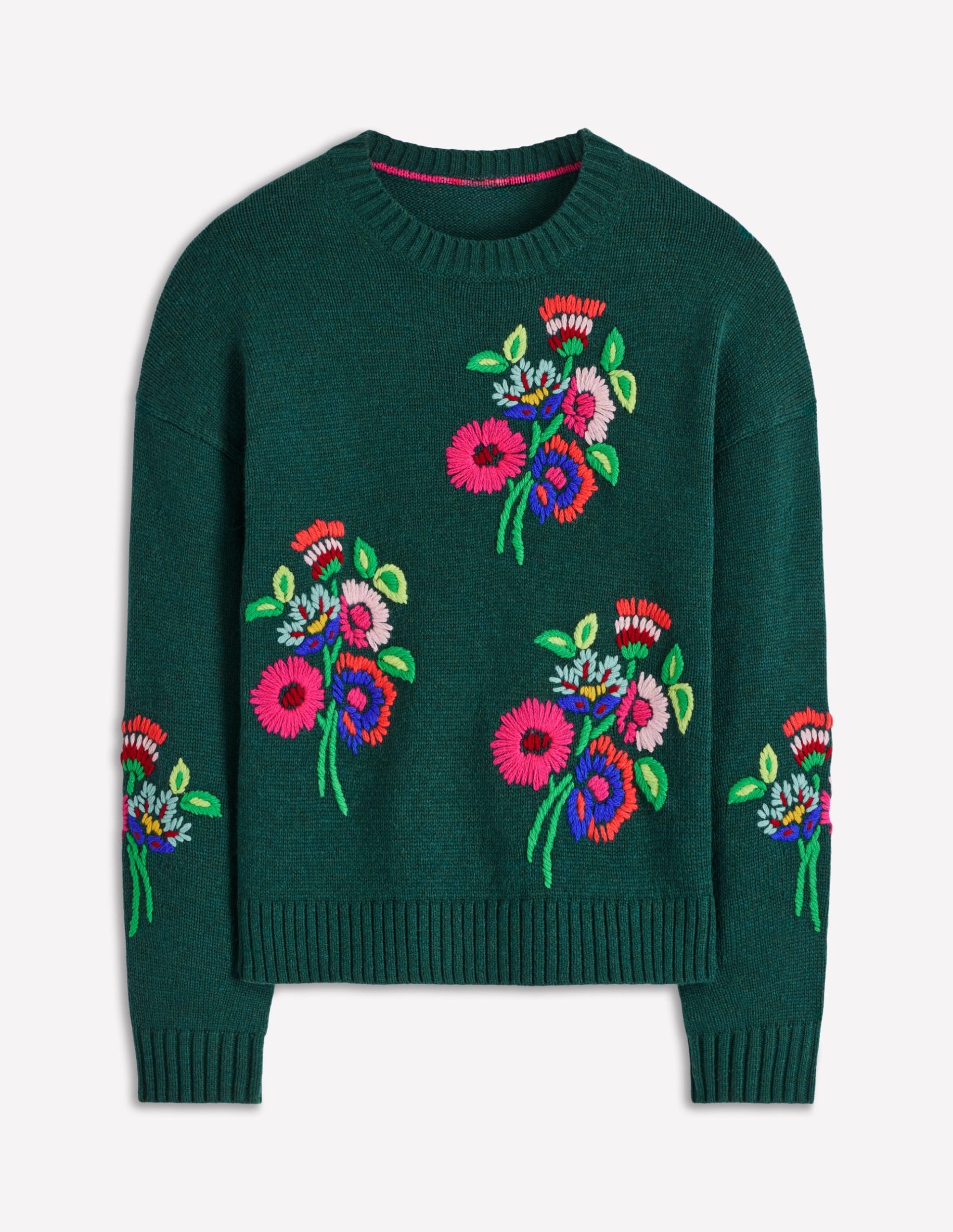 Natalie Embroidered Sweater-Emerald Night Bouquet - Image 8