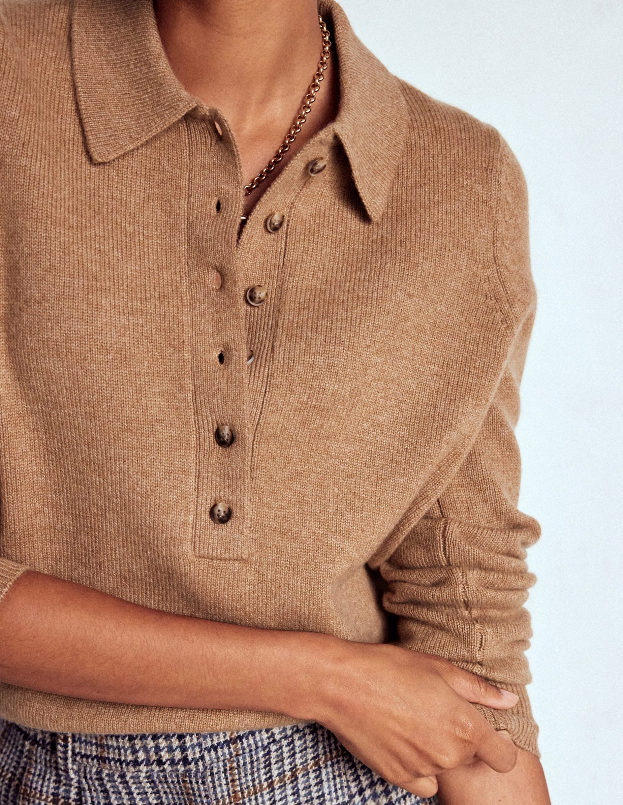 Collared Cashmere Sweater-Camel Melange - Image 2
