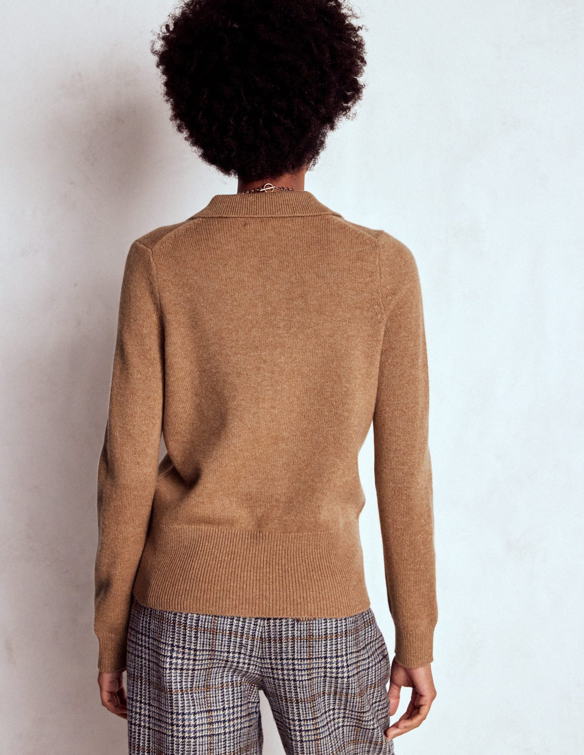 Collared Cashmere Sweater-Camel Melange - Image 3