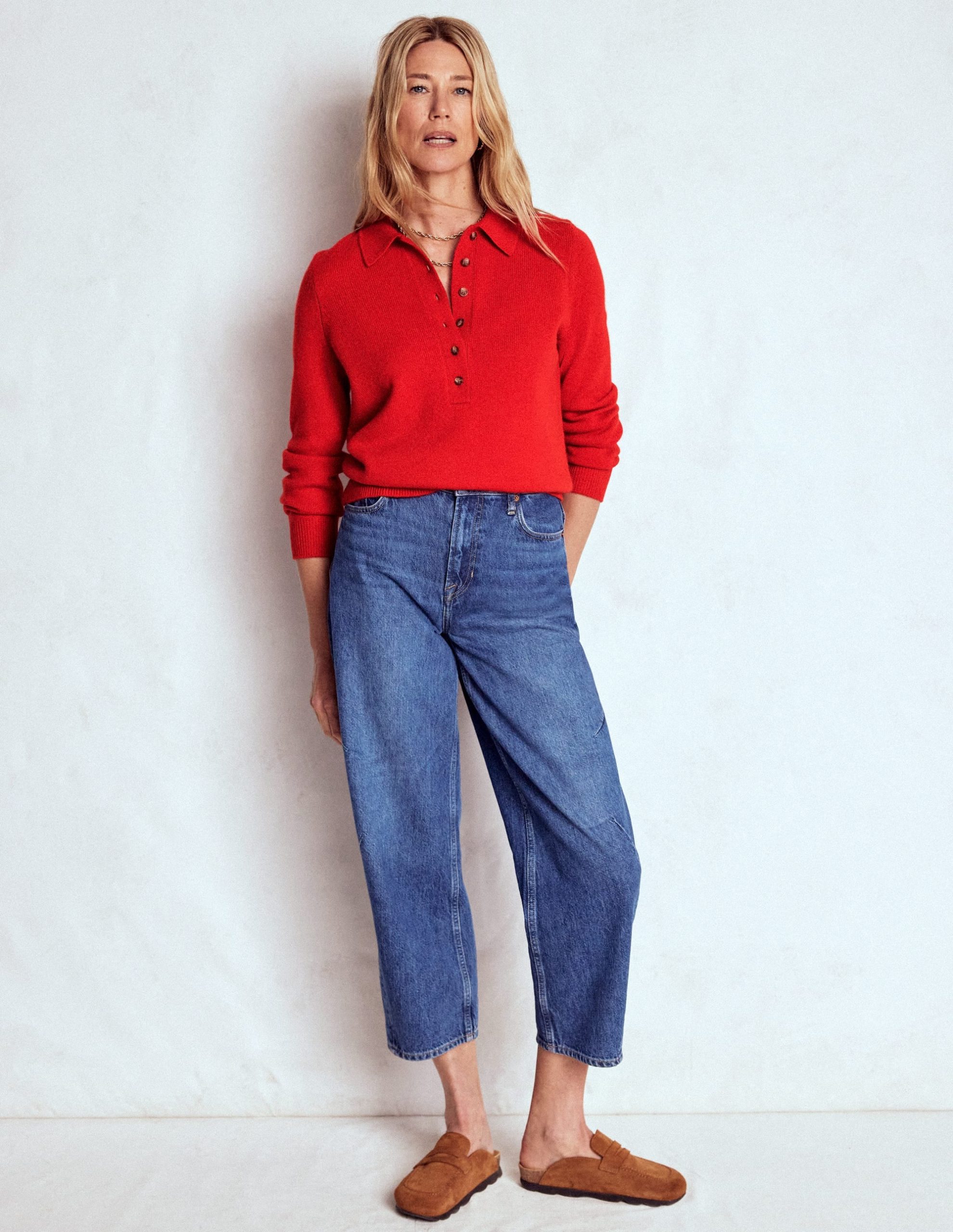 Collared Cashmere Sweater-Poppy Red - Image 4