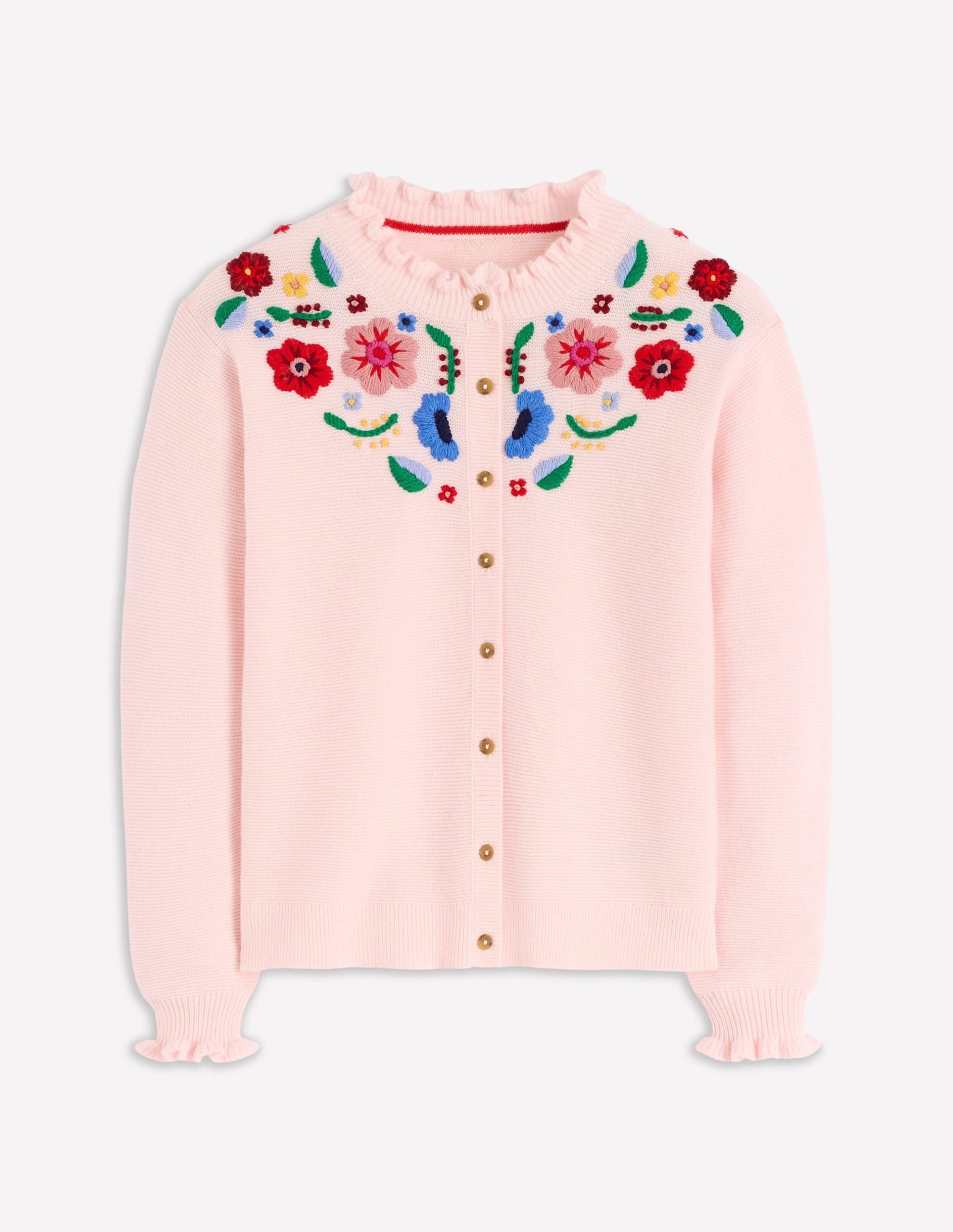 Embroidered Frill Cardigan-Blooming Pink - Image 7