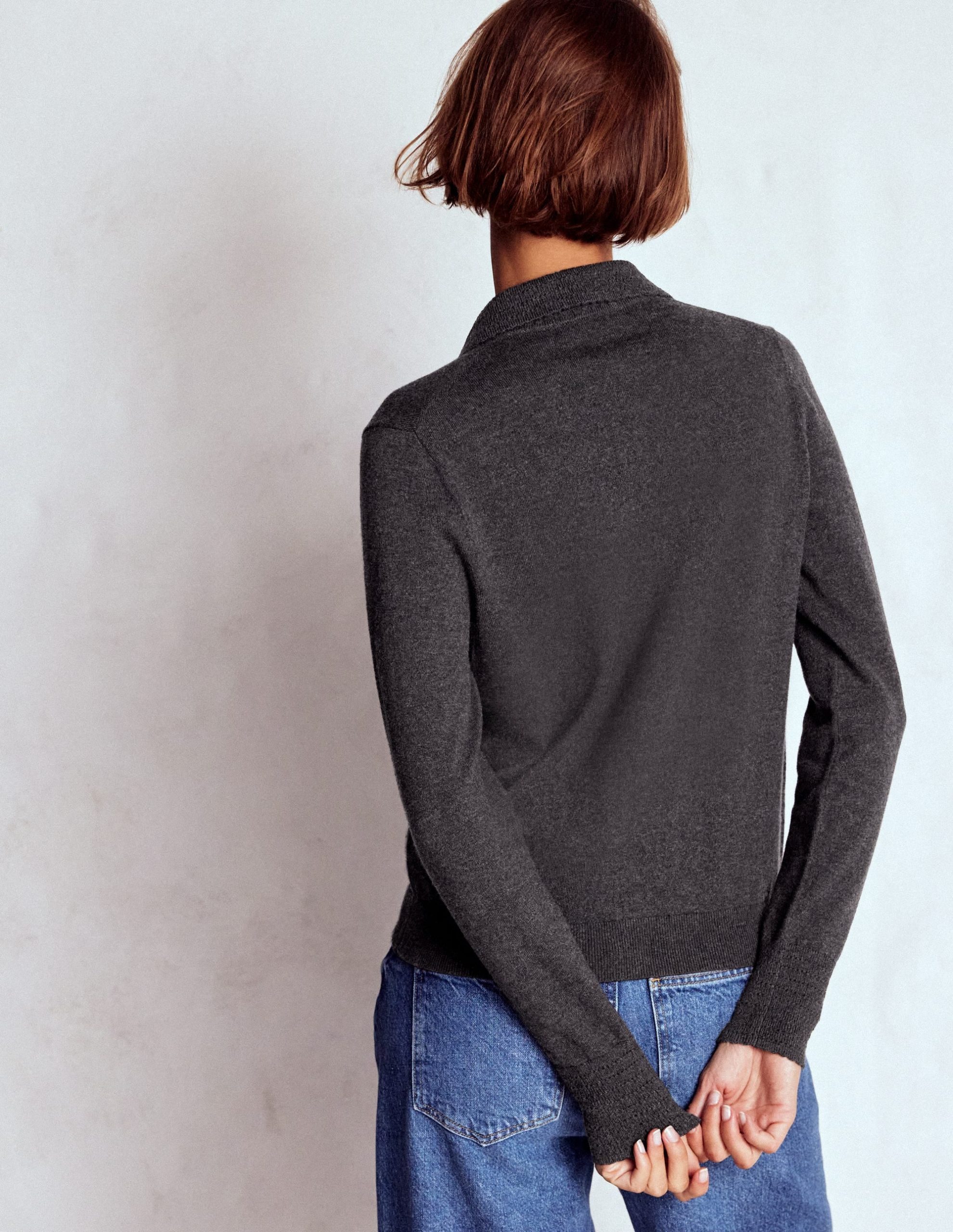 Briony Stitch Cardigan-Charcoal Melange - Image 4