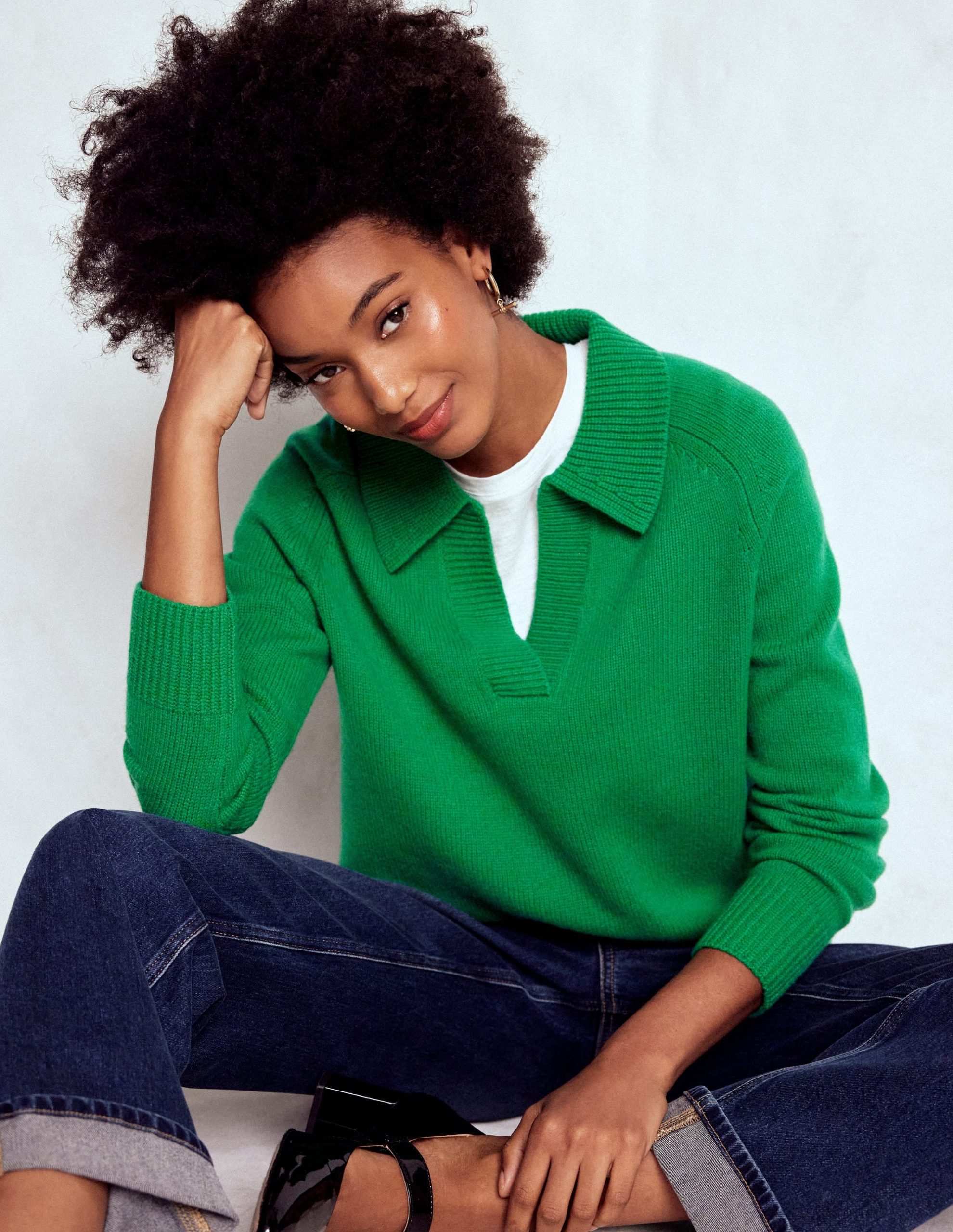 Marion Merino Henley Sweater-Rich Emerald