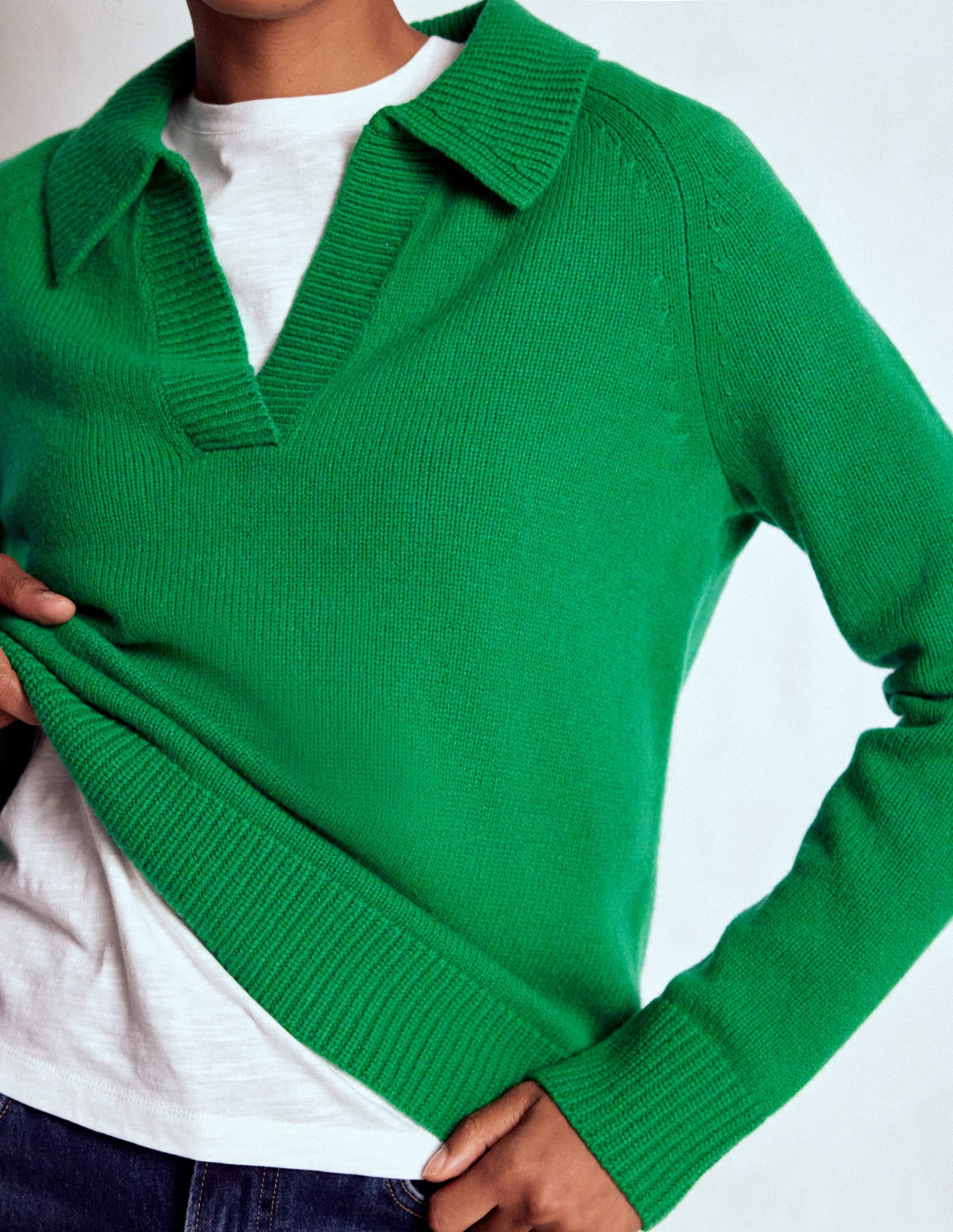 Marion Merino Henley Sweater-Rich Emerald - Image 2