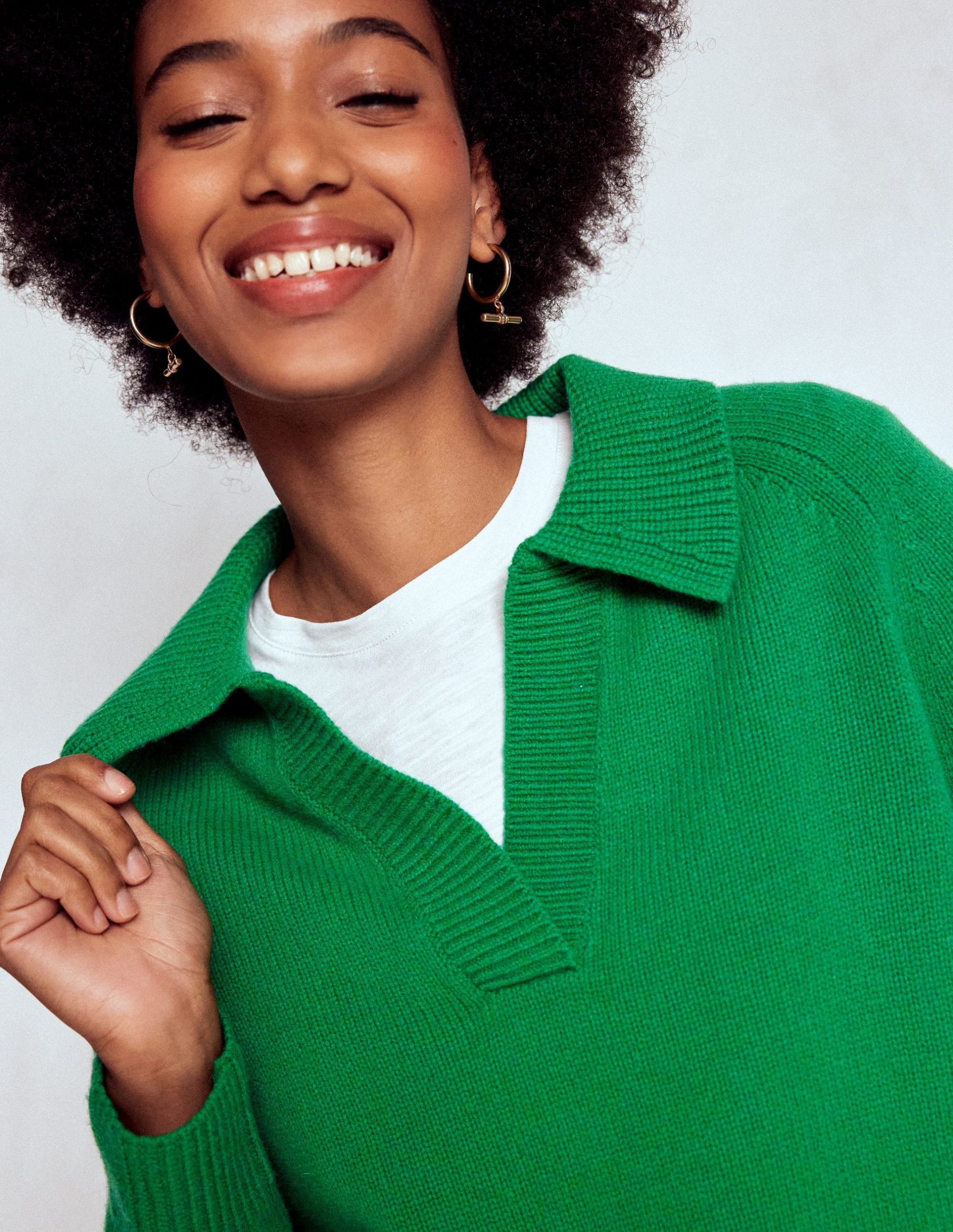 Marion Merino Henley Sweater-Rich Emerald - Image 4