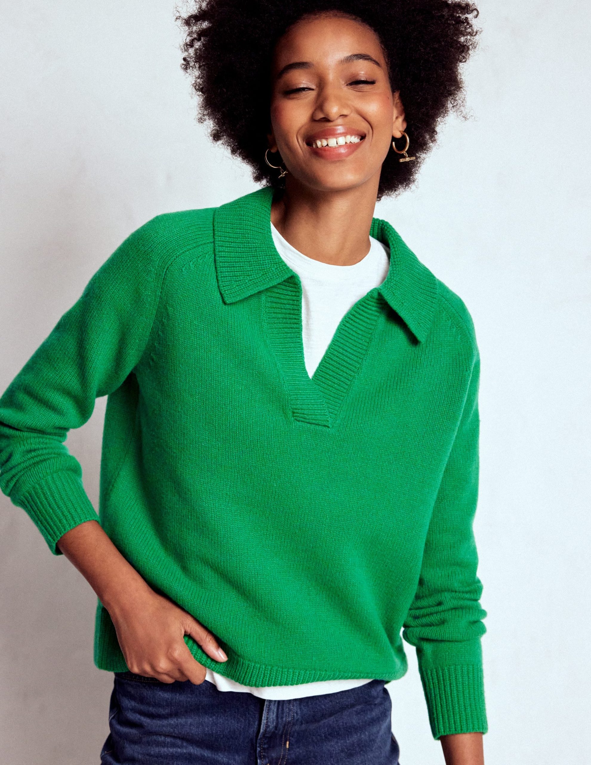 Marion Merino Henley Sweater-Rich Emerald - Image 5