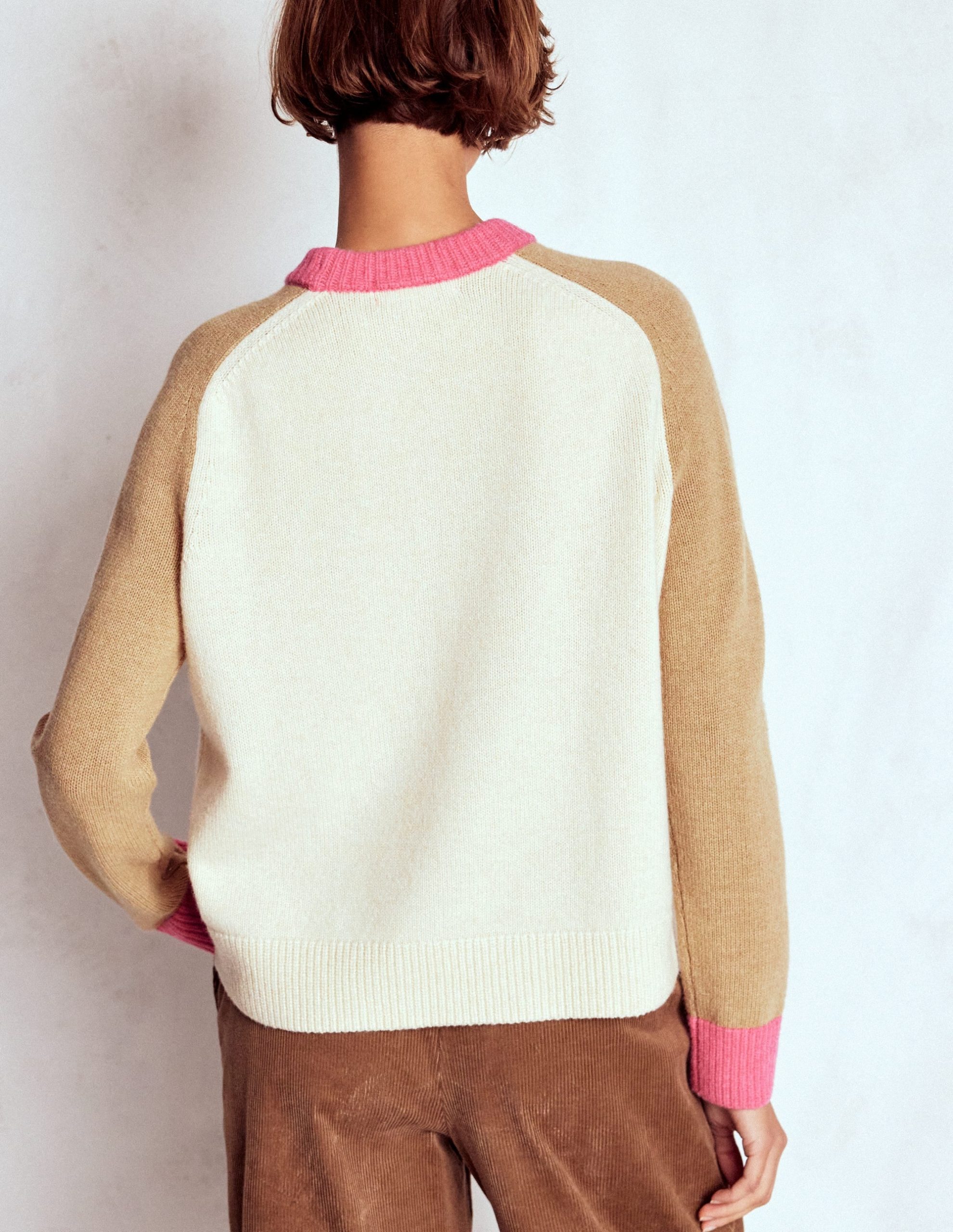 Marion Merino Sweater-Warm Ivory. Colourblock - Image 3