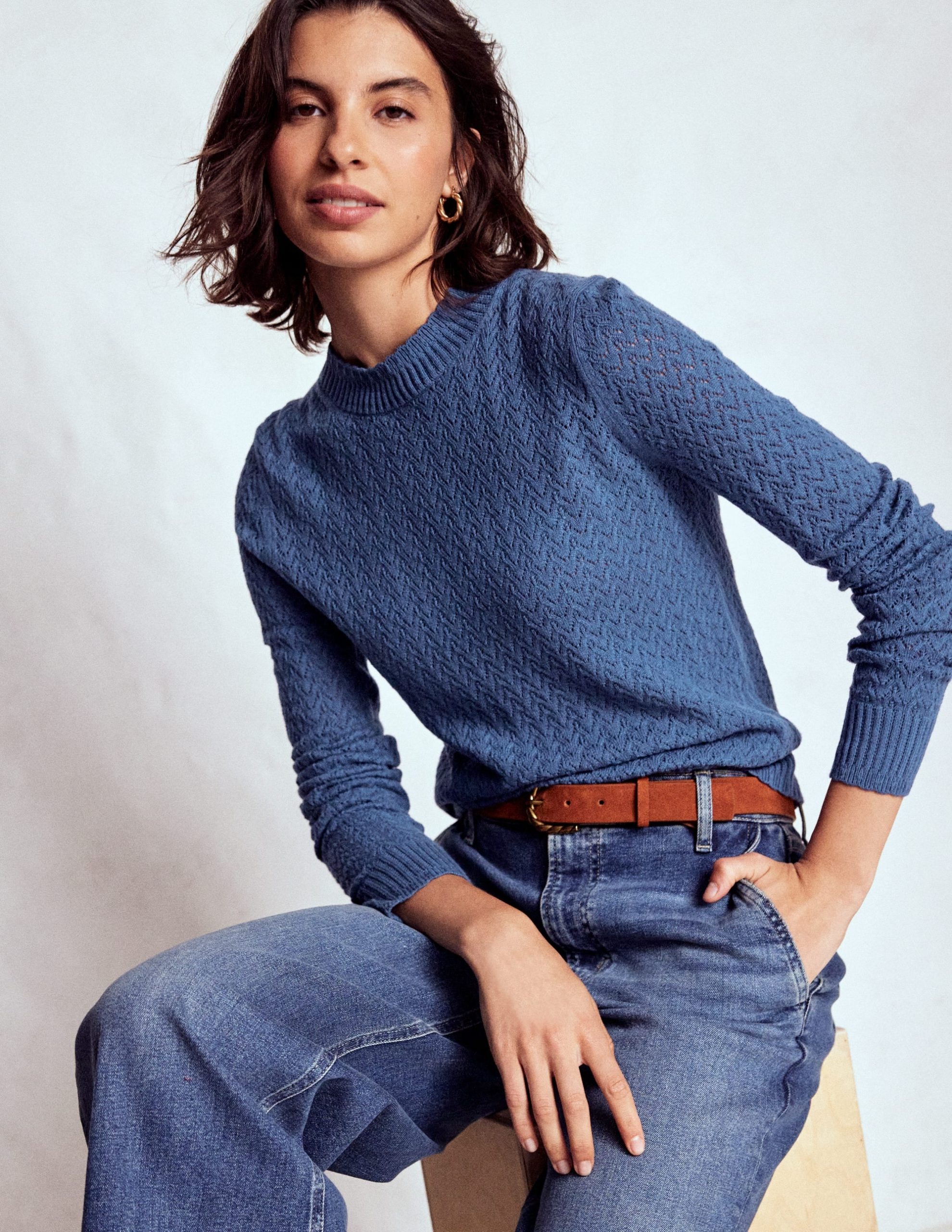 Diane Pointelle Sweater-Denim Blue