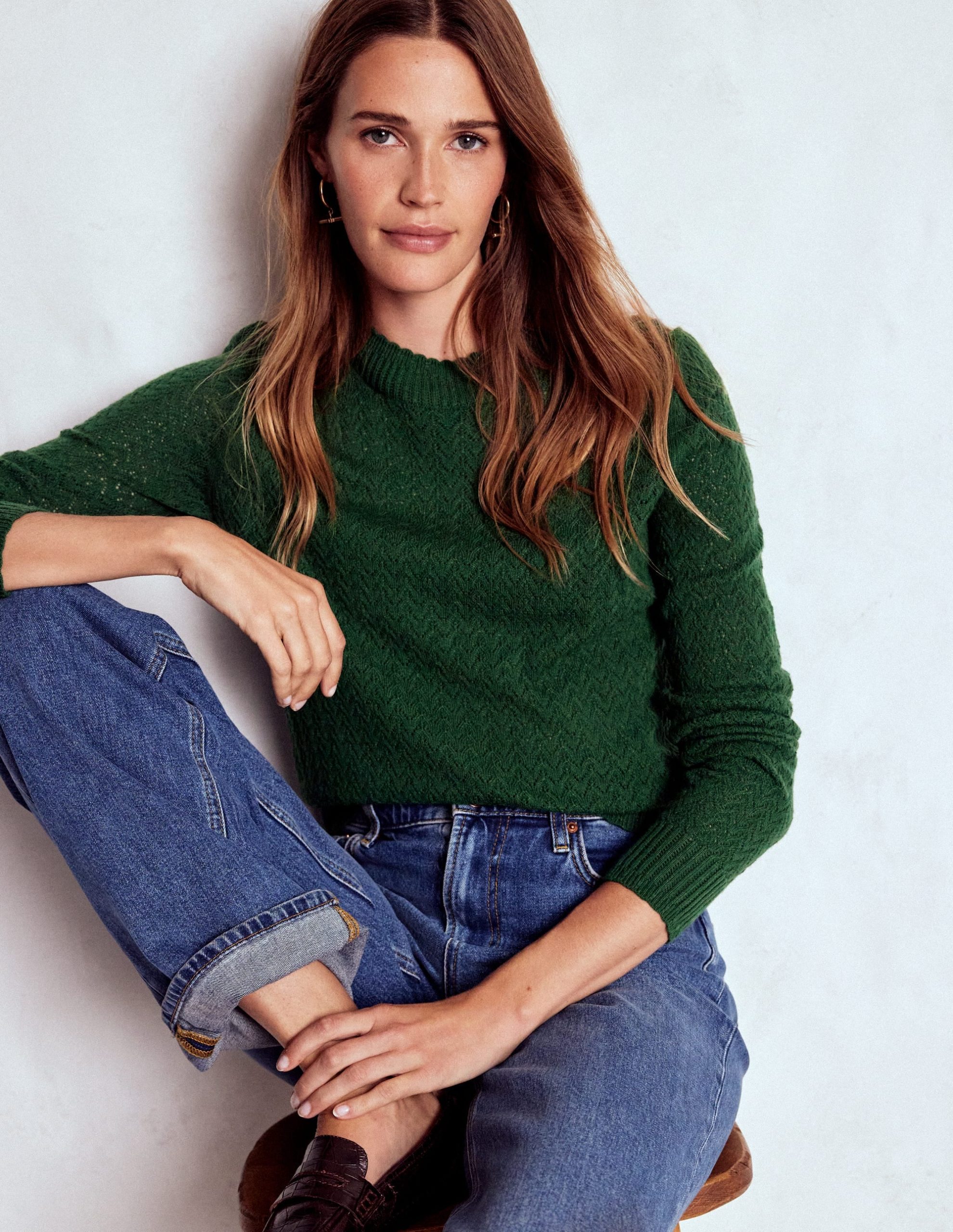Diane Pointelle Sweater-Hunter Green