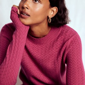 Diane Pointelle Sweater-Bright Cherry