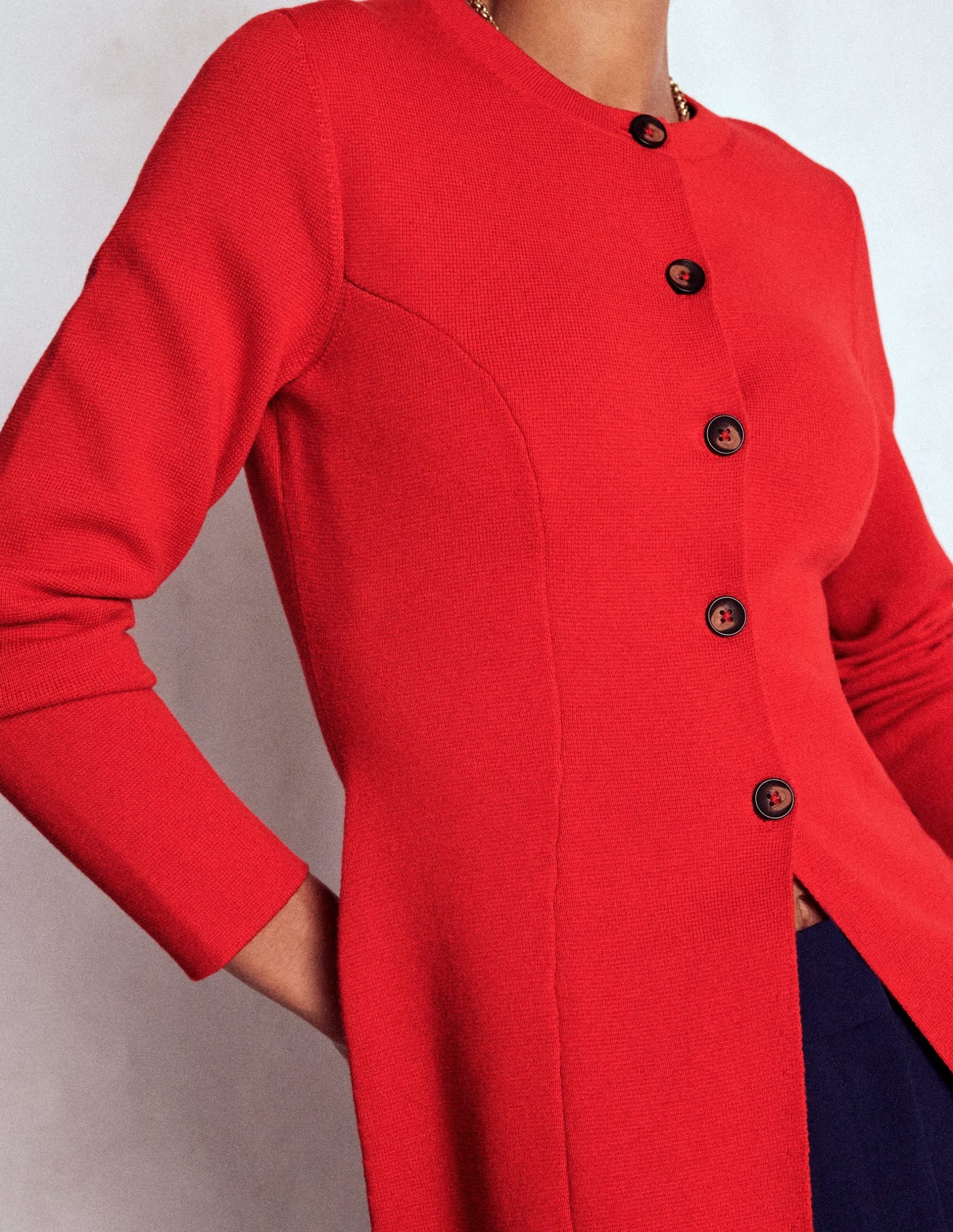 Joanna Fitted Knitted Jacket-Poppy Red - Image 3