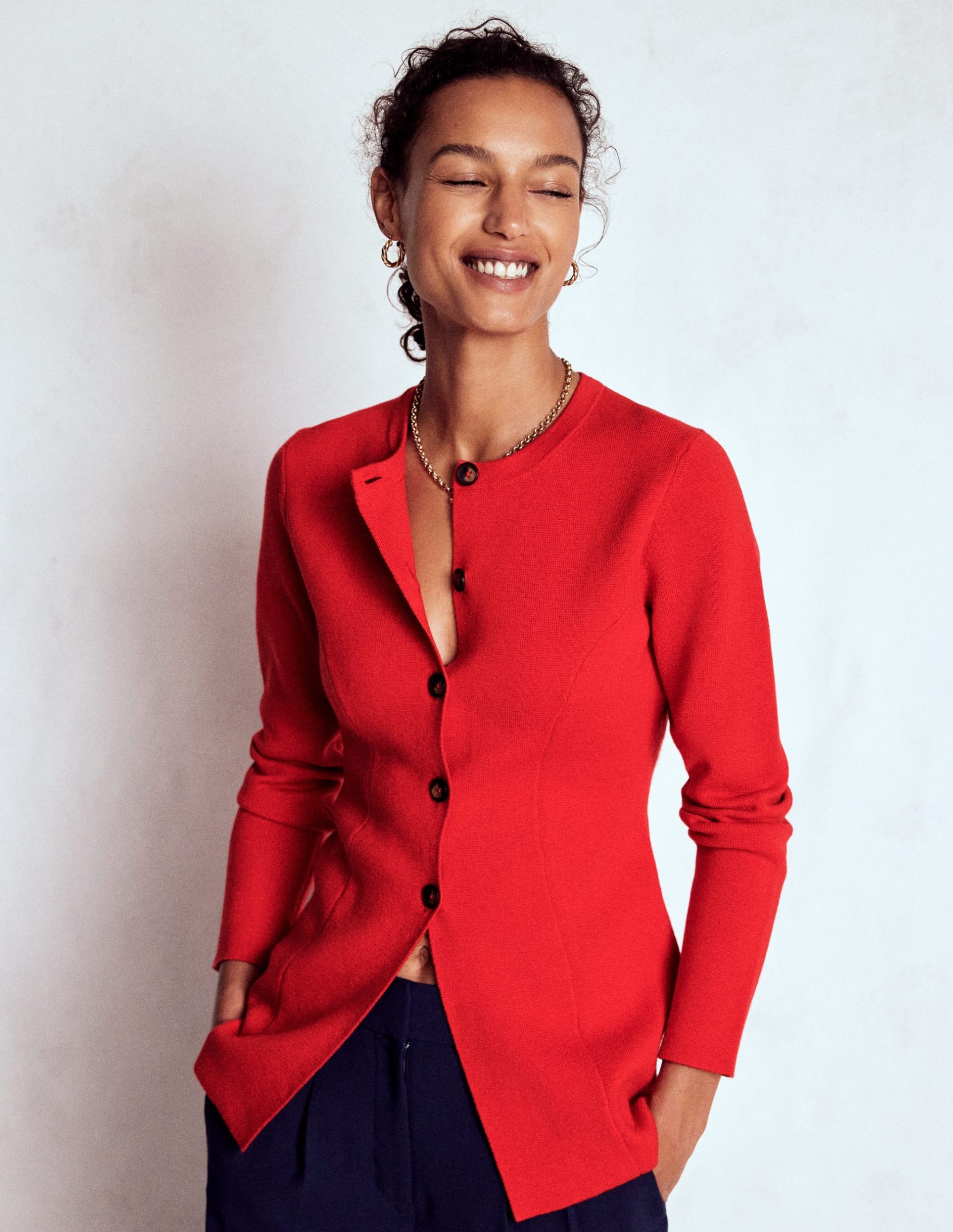 Joanna Fitted Knitted Jacket-Poppy Red - Image 5