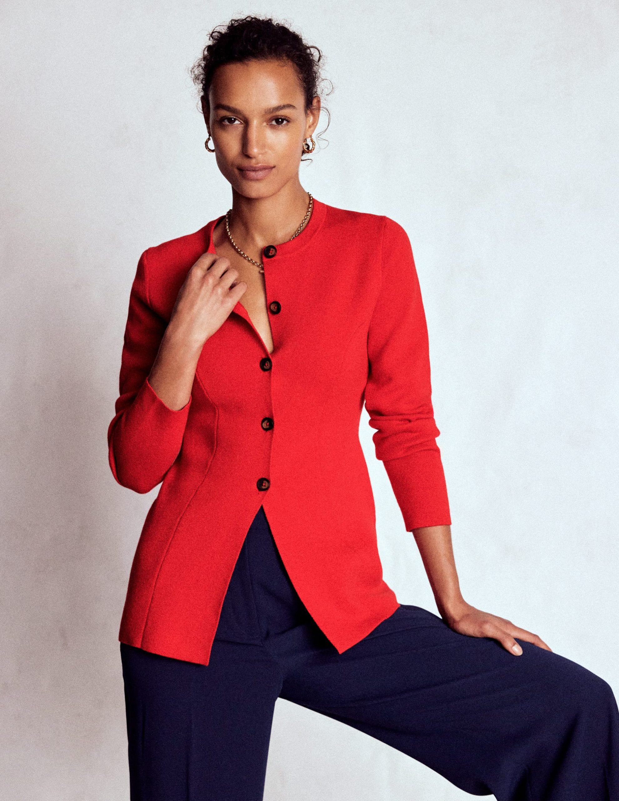 Joanna Fitted Knitted Jacket-Poppy Red - Image 6