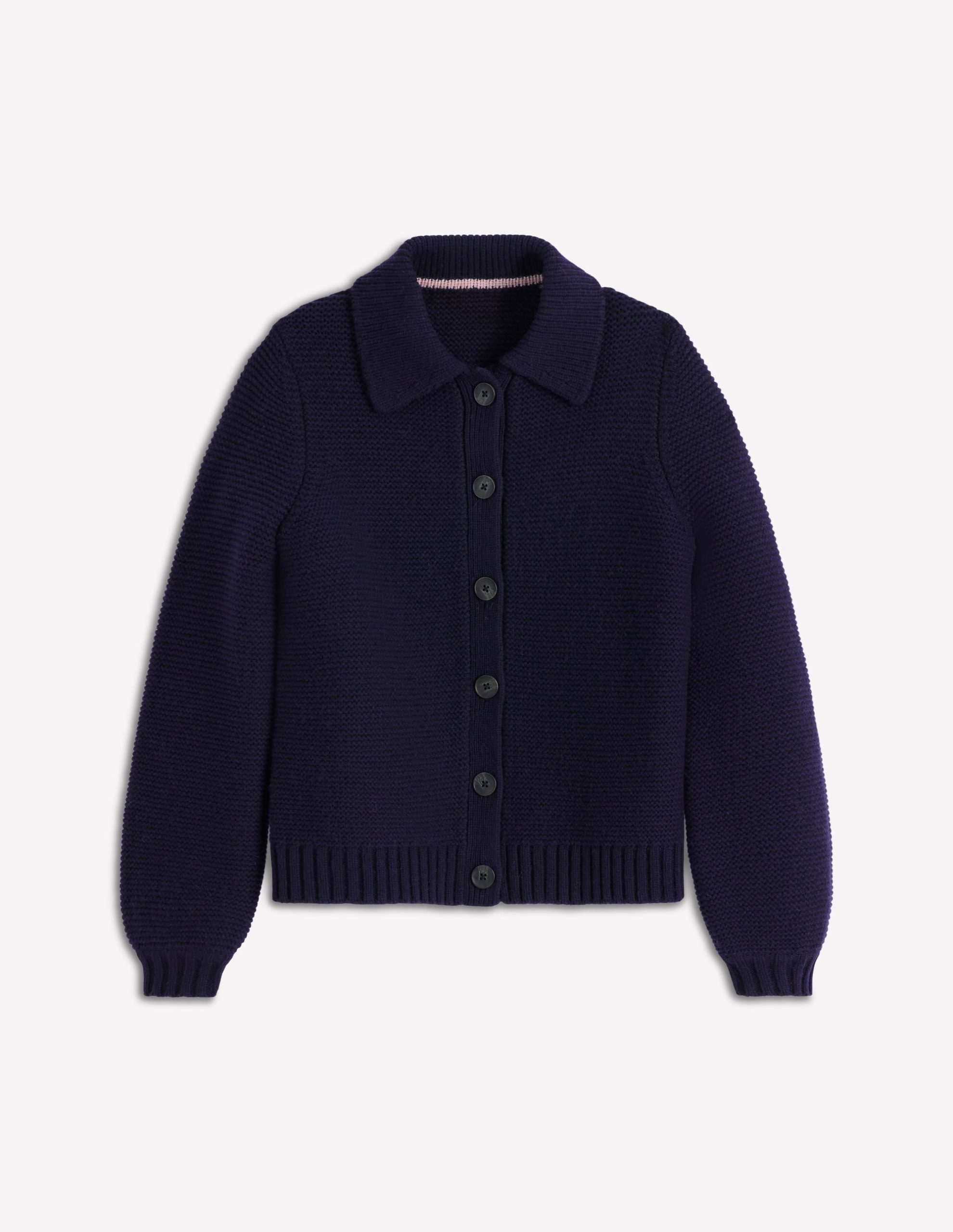 Chunky Collar Knitted Jacket-Navy - Image 5