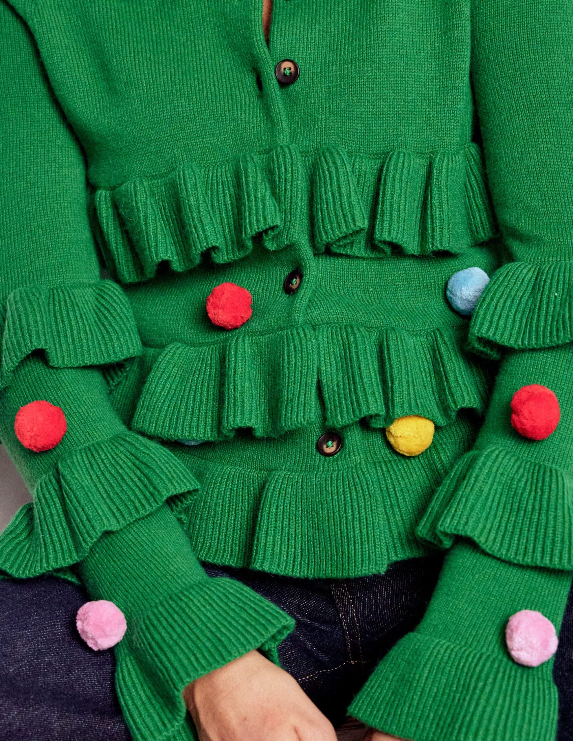 Festive Embroidered Cardigan-Sapling Green - Image 2