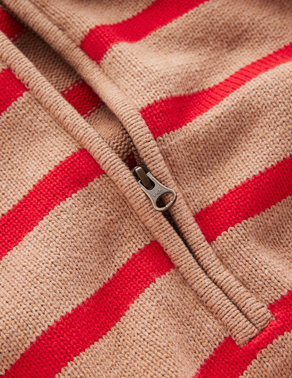 Lucy Half-zip Sweater-Camel Melange. Red Stripe - Image 6