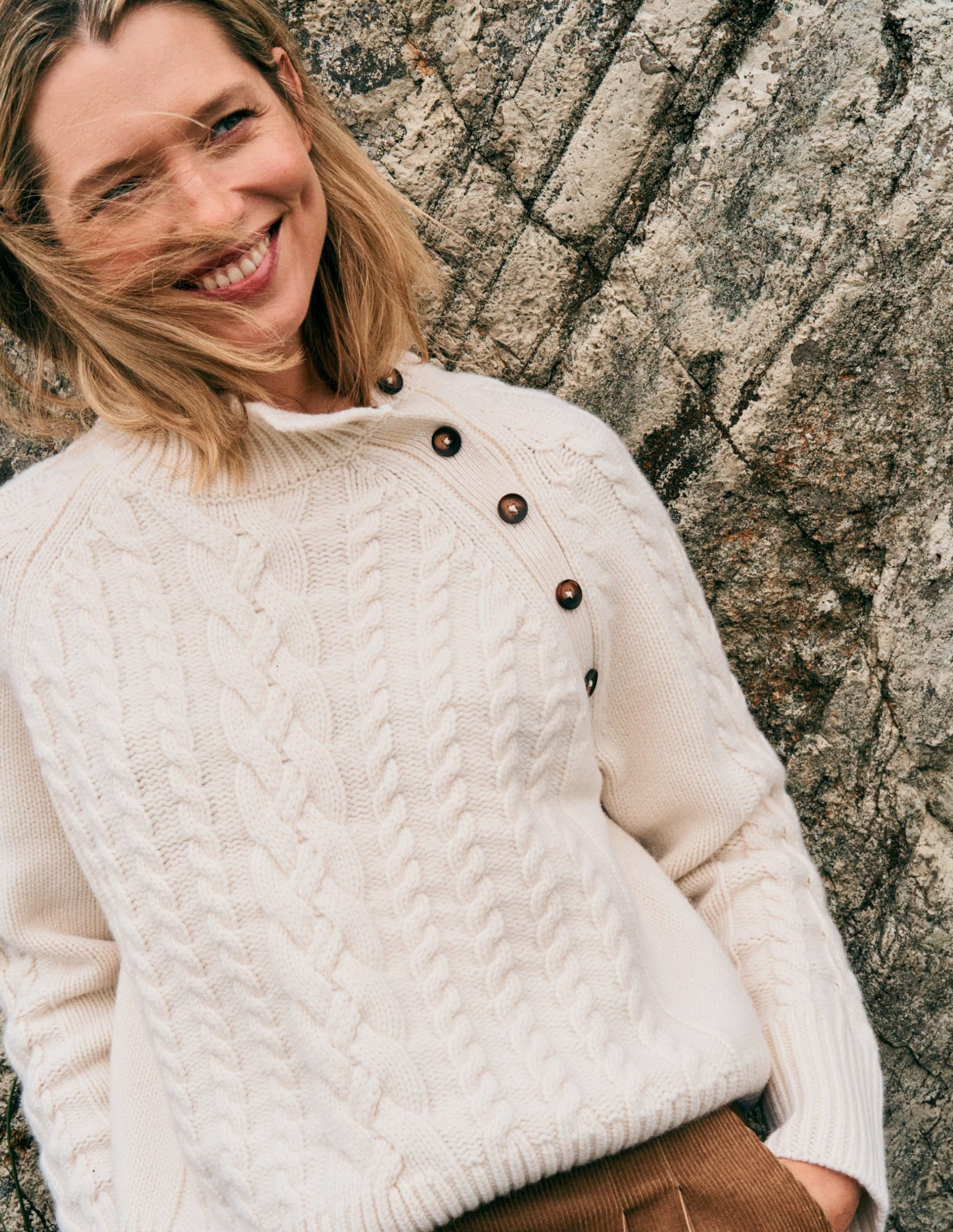 Amara Merino Cable Sweater-Warm Ivory