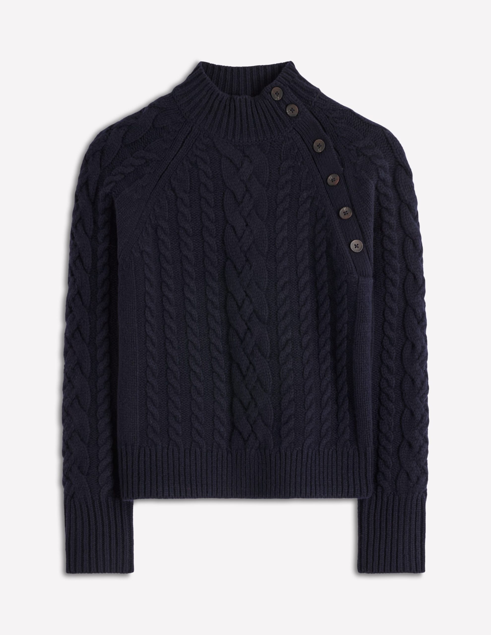Amara Merino Cable Sweater-Navy - Image 5