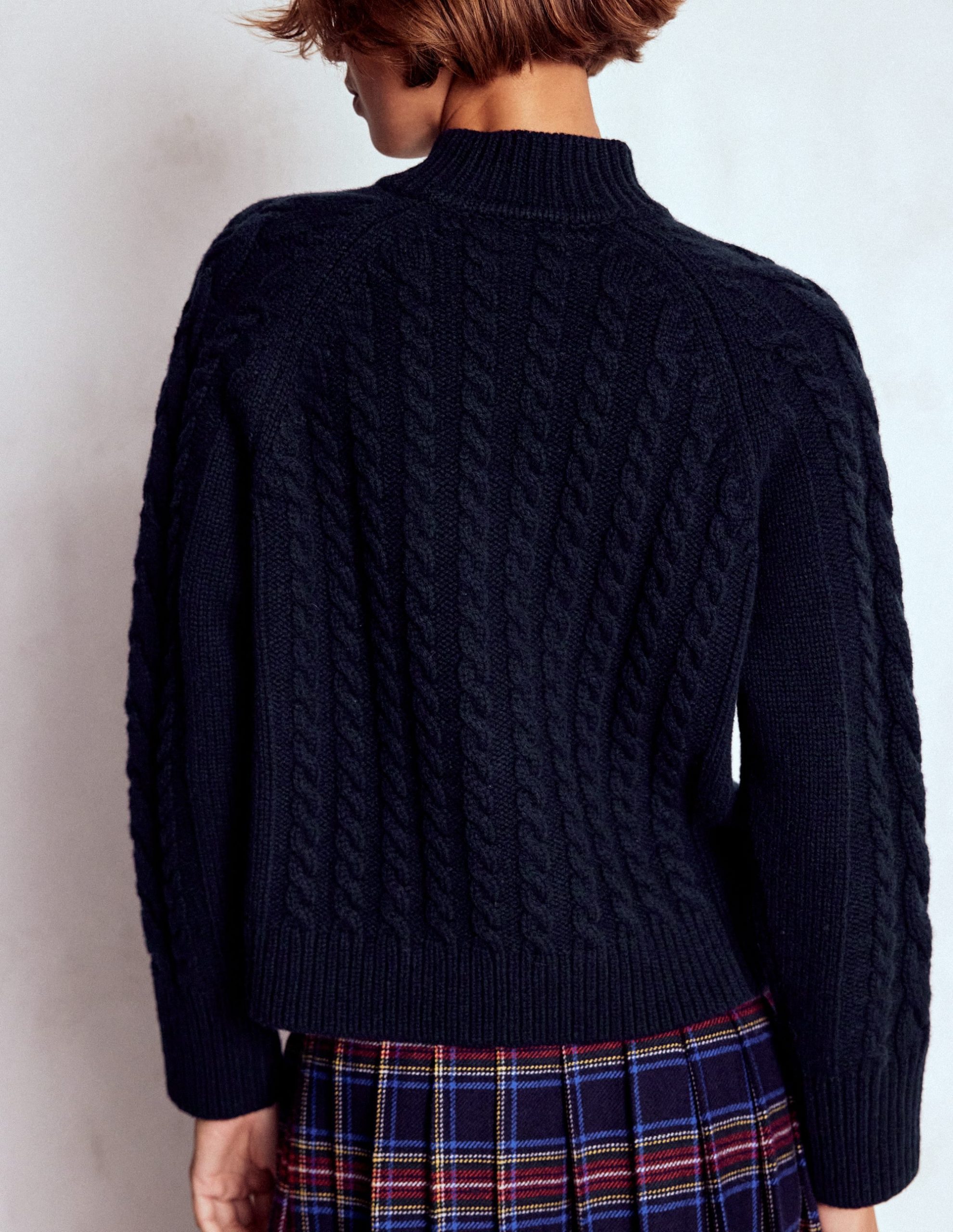 Amara Merino Cable Sweater-Navy - Image 3
