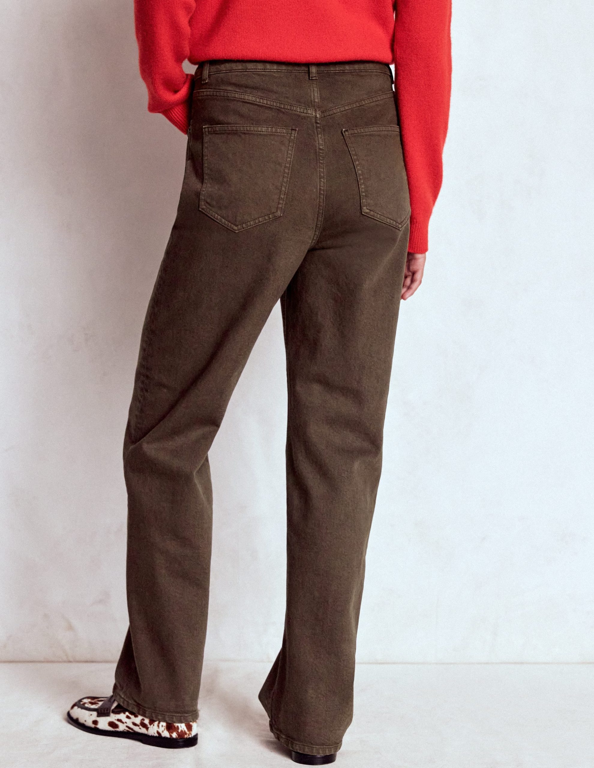 High Rise Column Leg Jeans-Chocolate Brown - Image 3