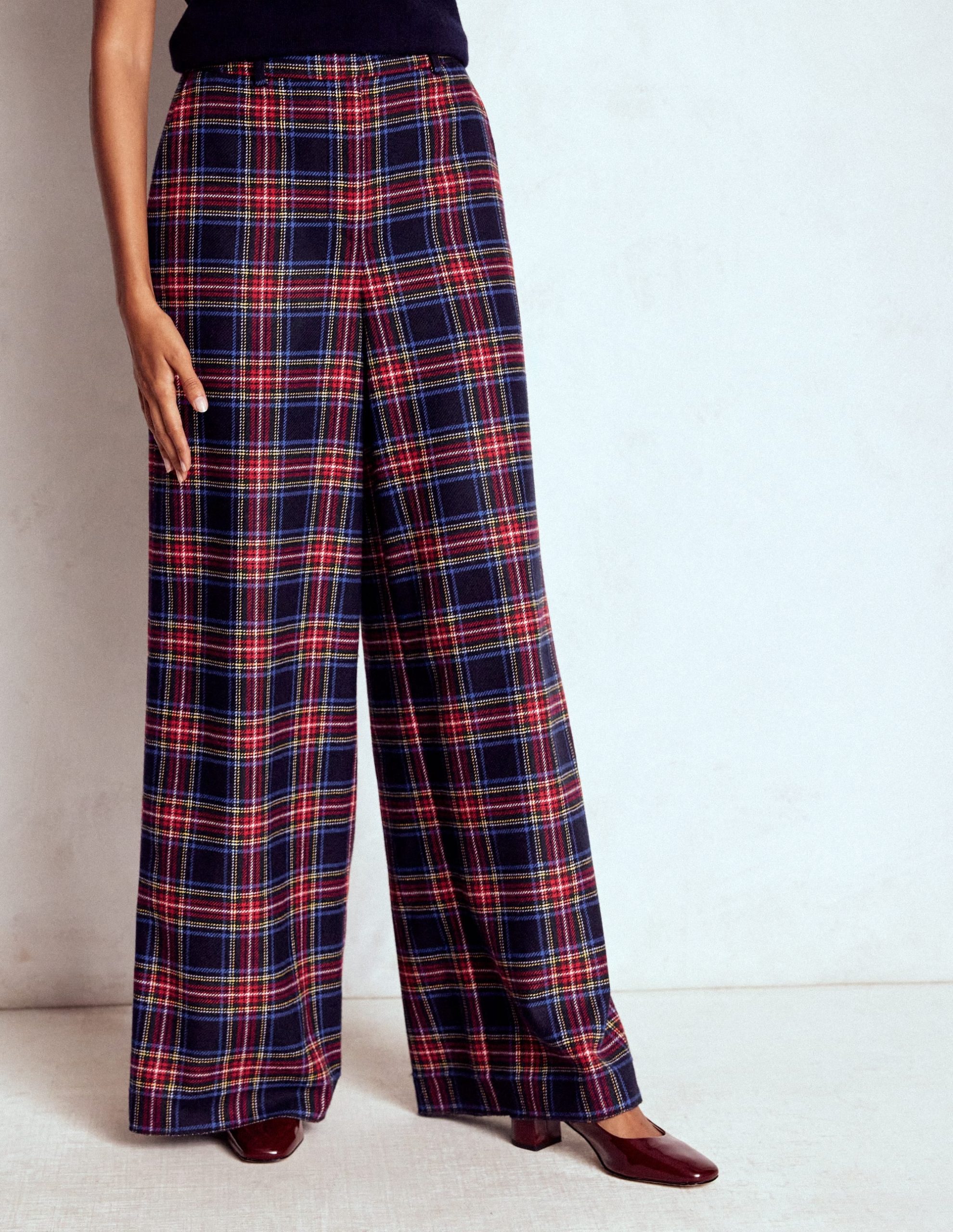 Belgravia Wool Pants-Navy. Green and Red Check - Image 4