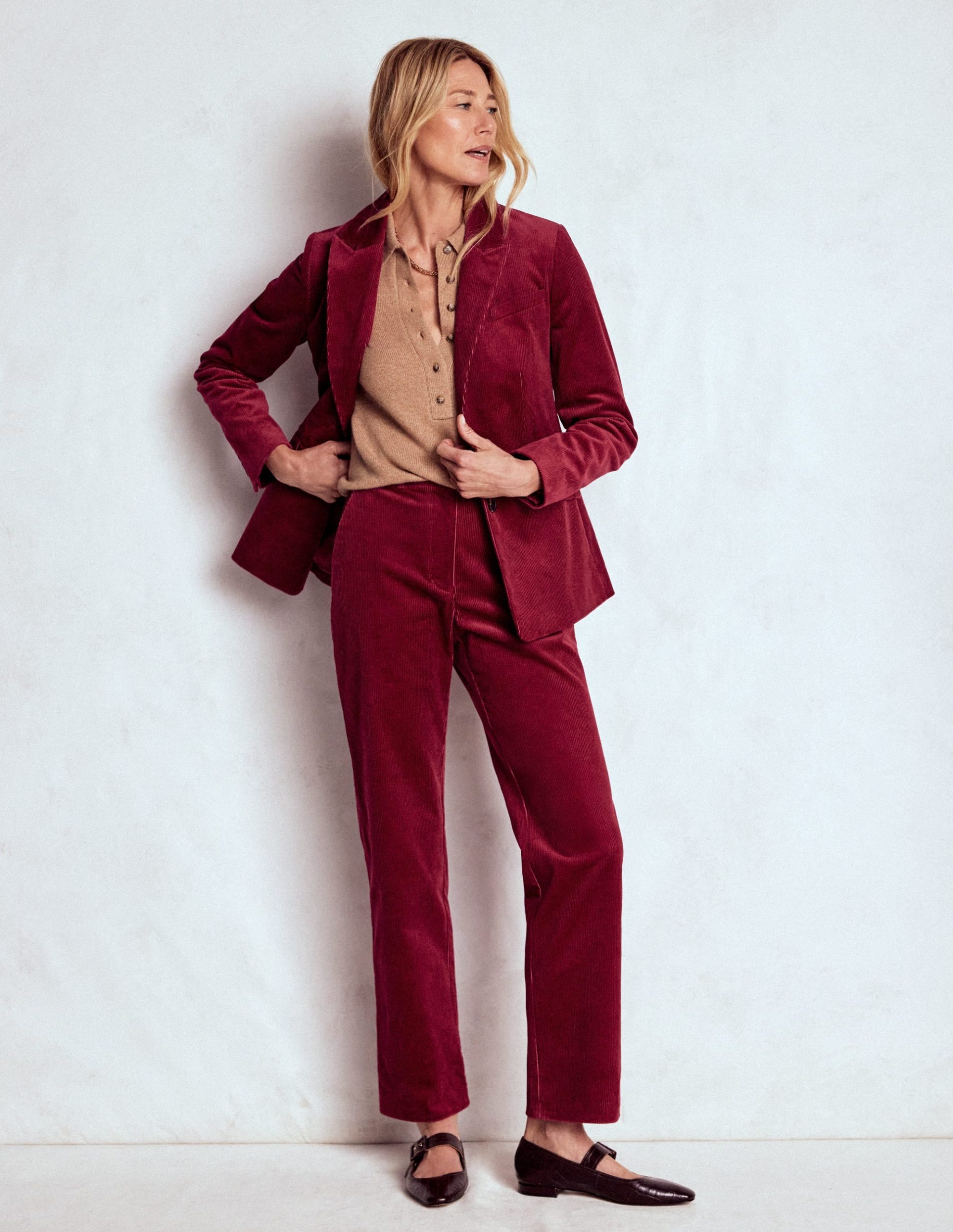 Canonbury Cord Pants-Burgundy Red - Image 2