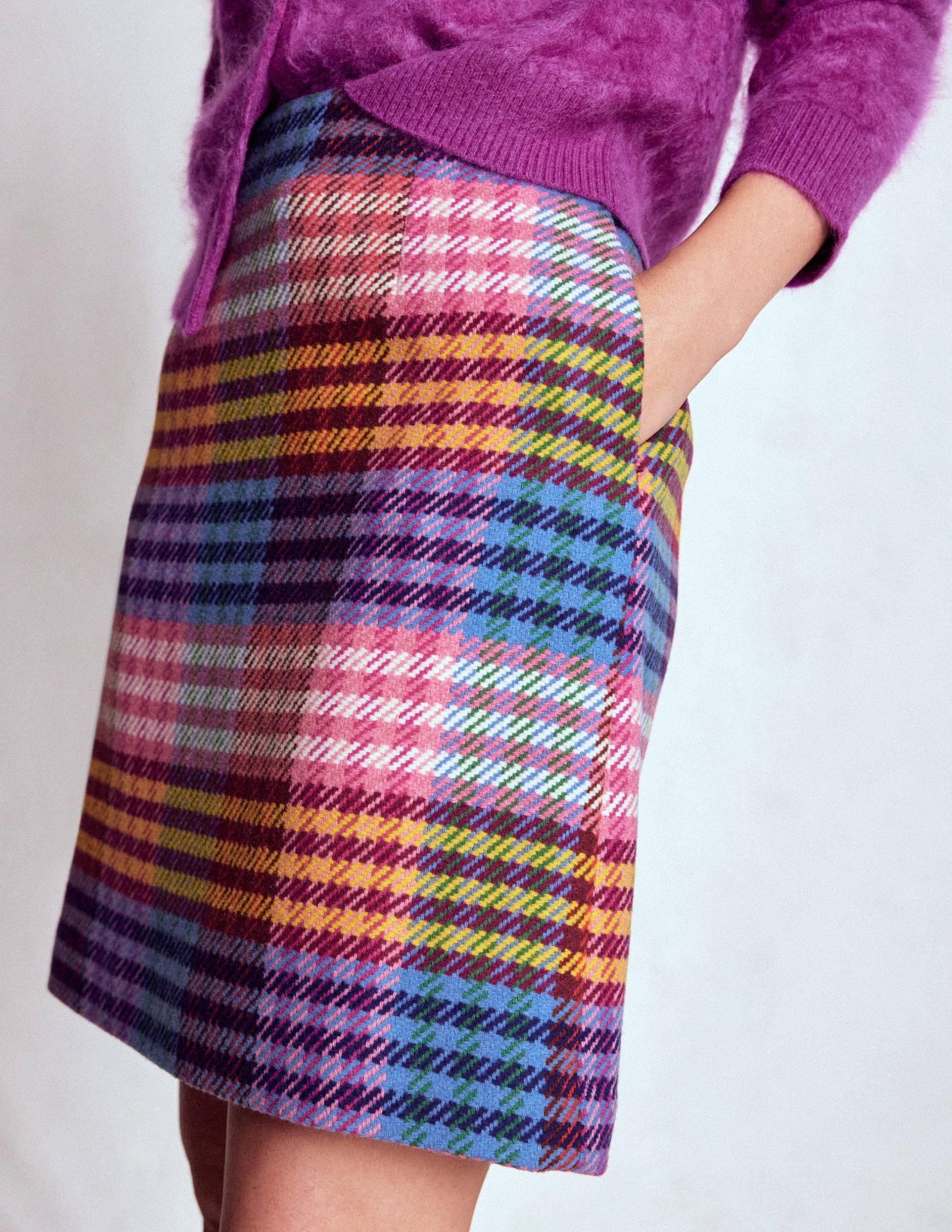 Gia Wool Skirt-Rainbow Blanket MultiGingham - Image 3