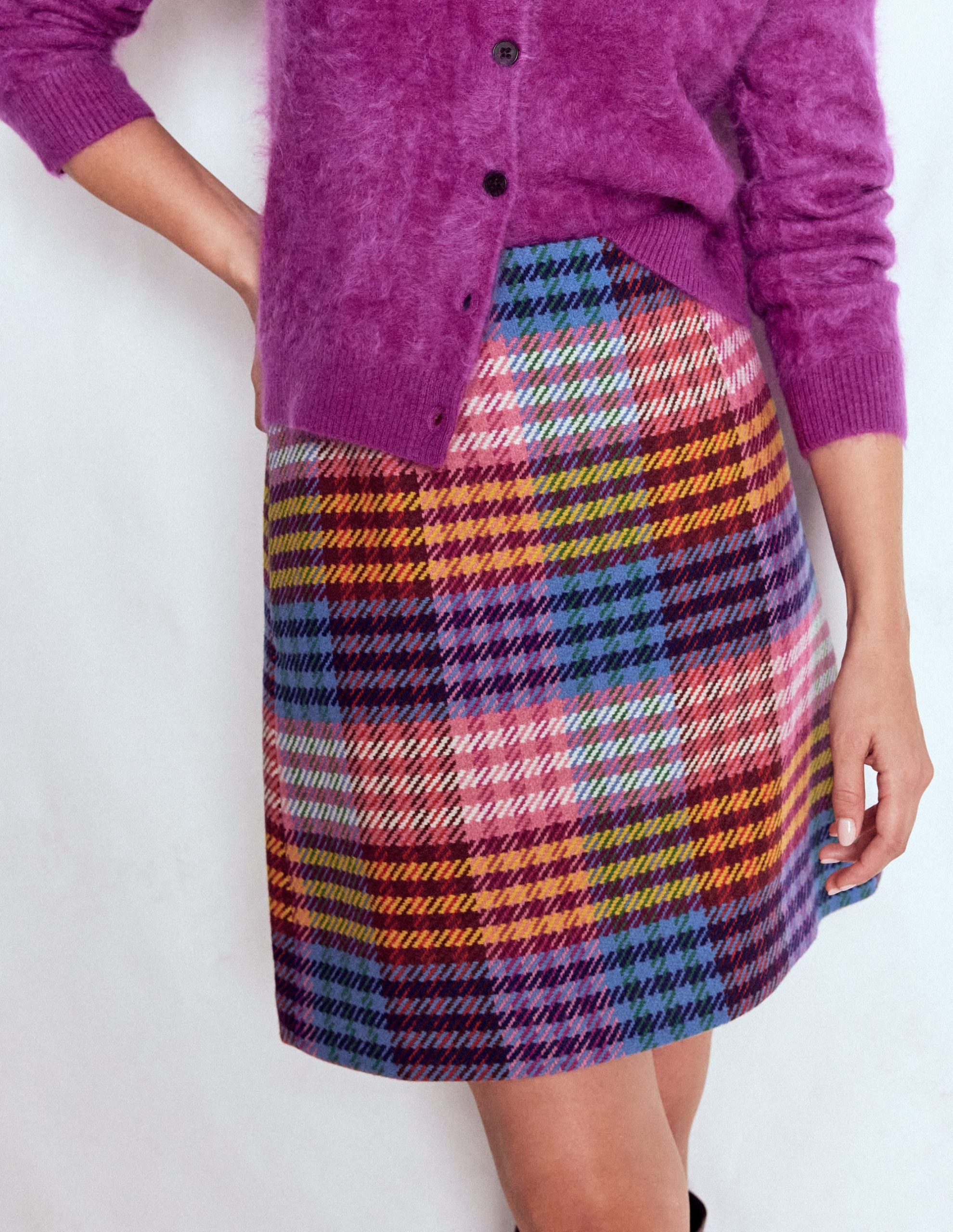 Gia Wool Skirt-Rainbow Blanket MultiGingham - Image 6