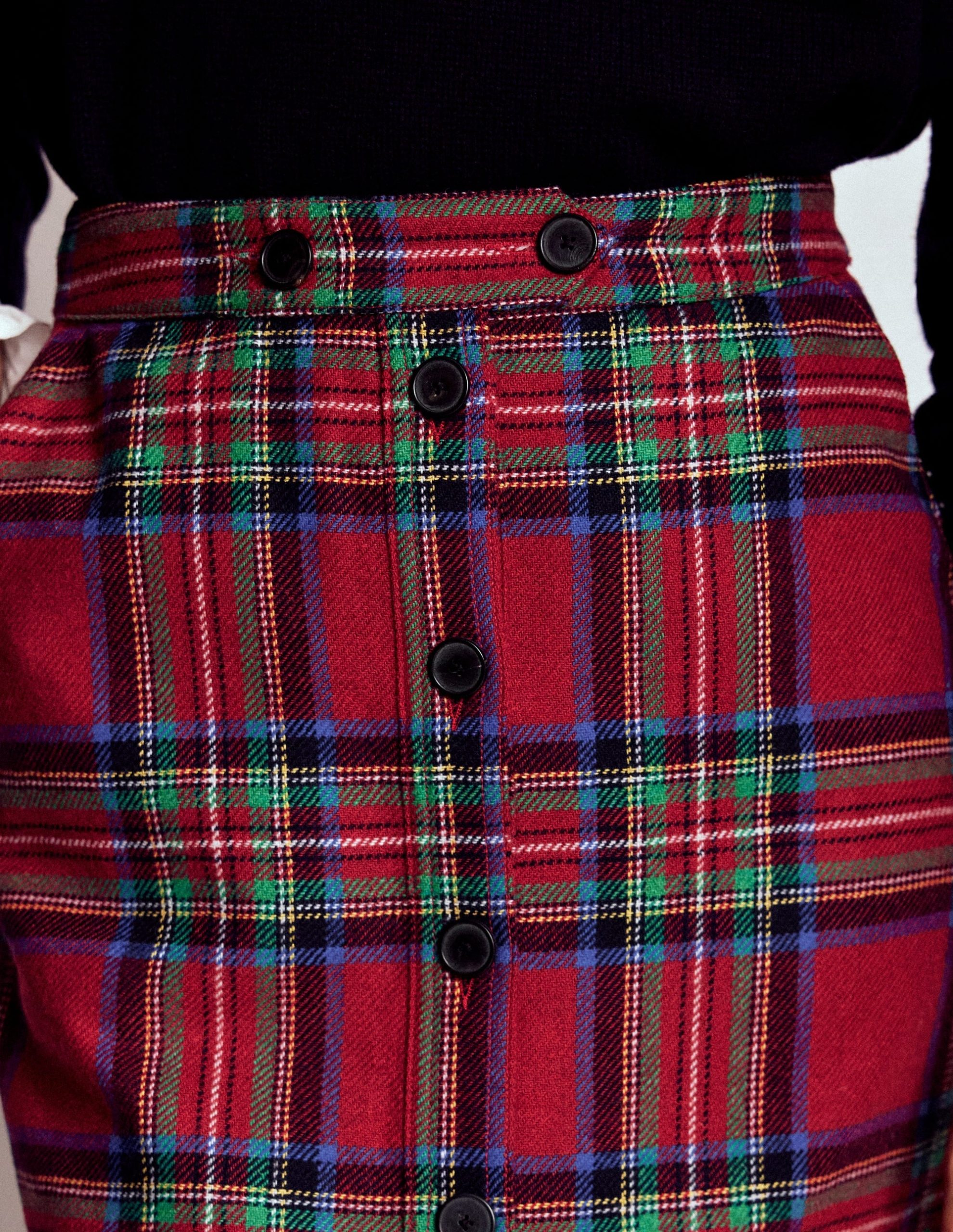 Cecelia Wool Skirt-Red. Blue and Green Check - Image 2