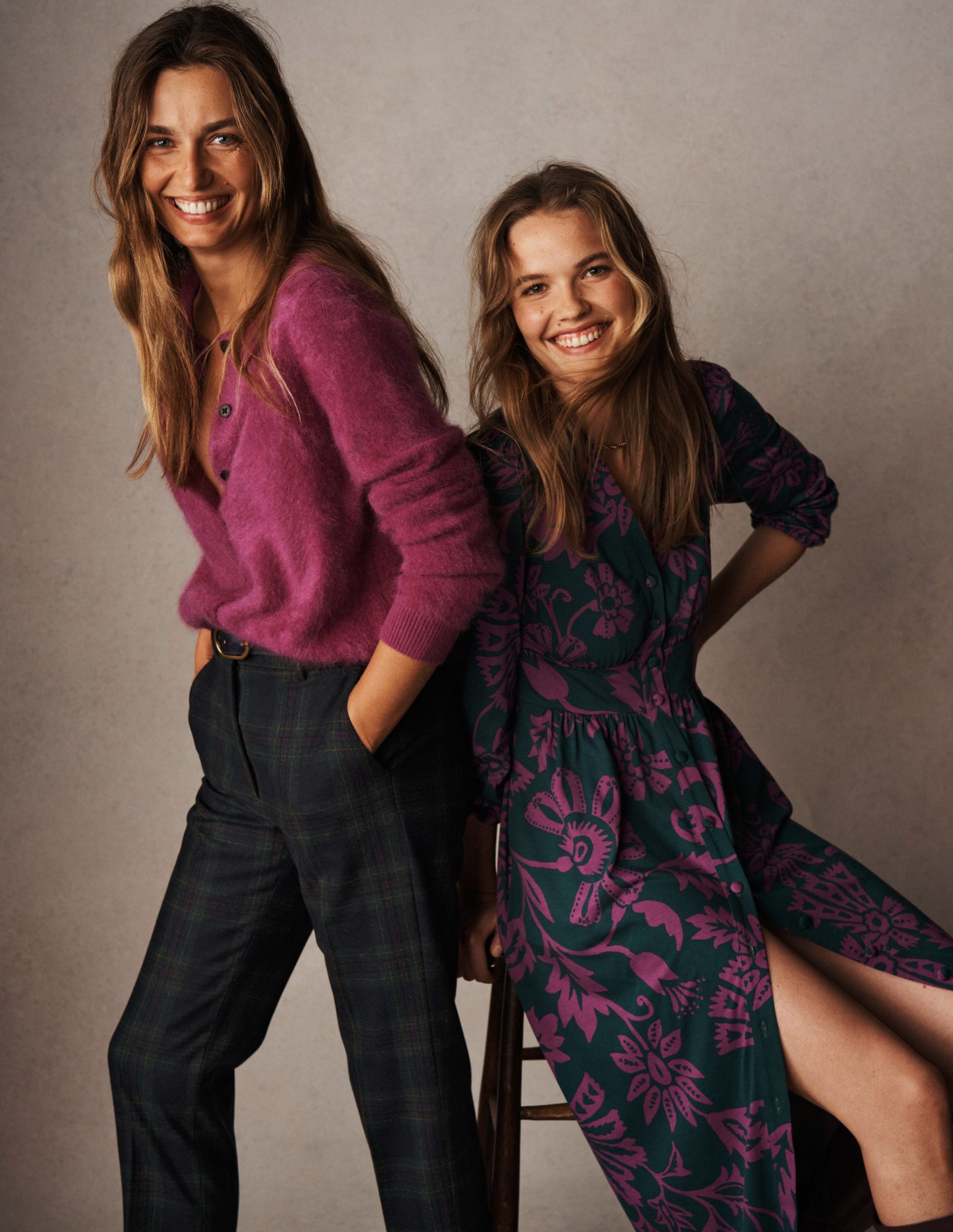 Canonbury Wool Pants-Navy and Green Tonal Check - Image 2