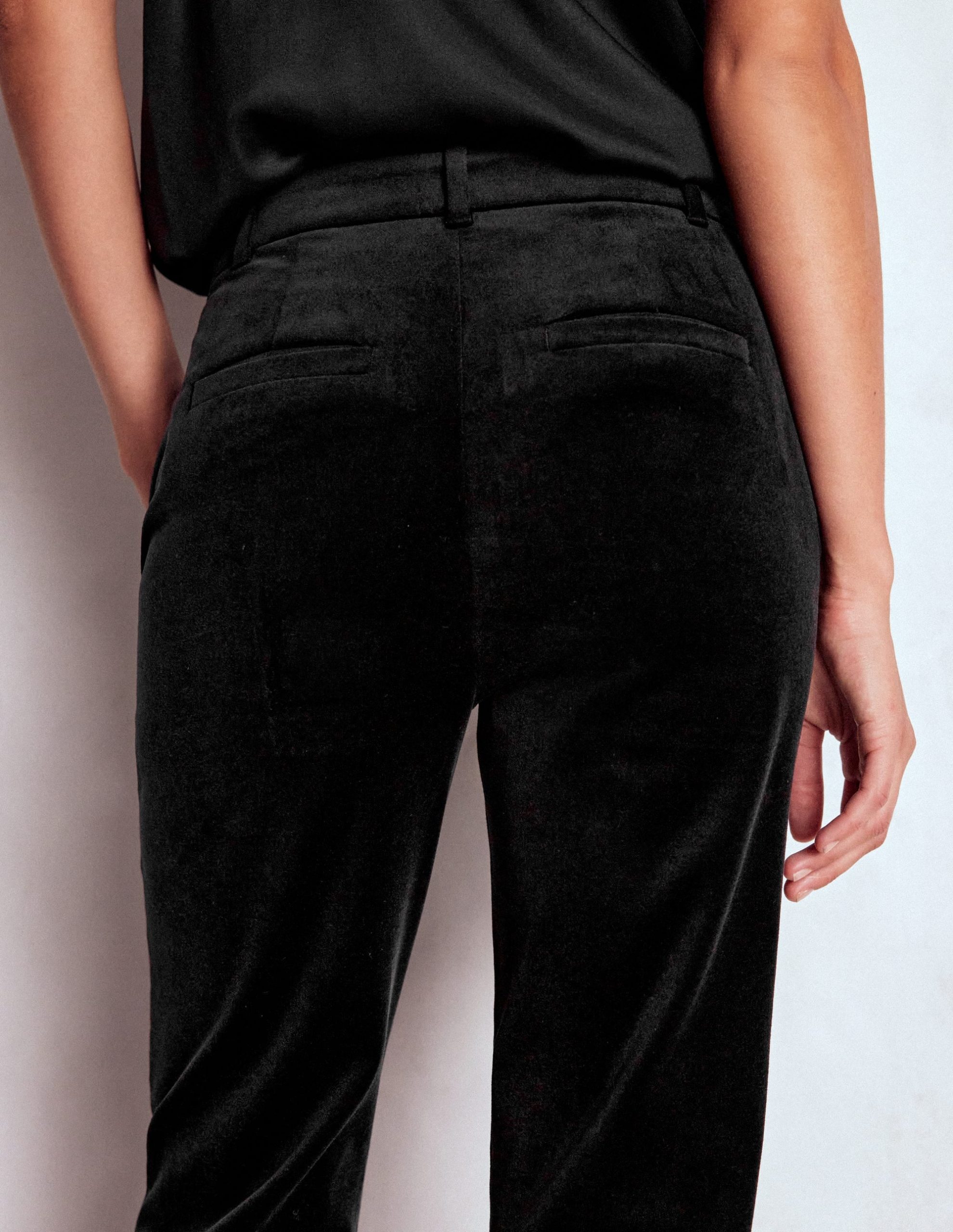 Fitted Velvet Flare Pants-Black - Image 5