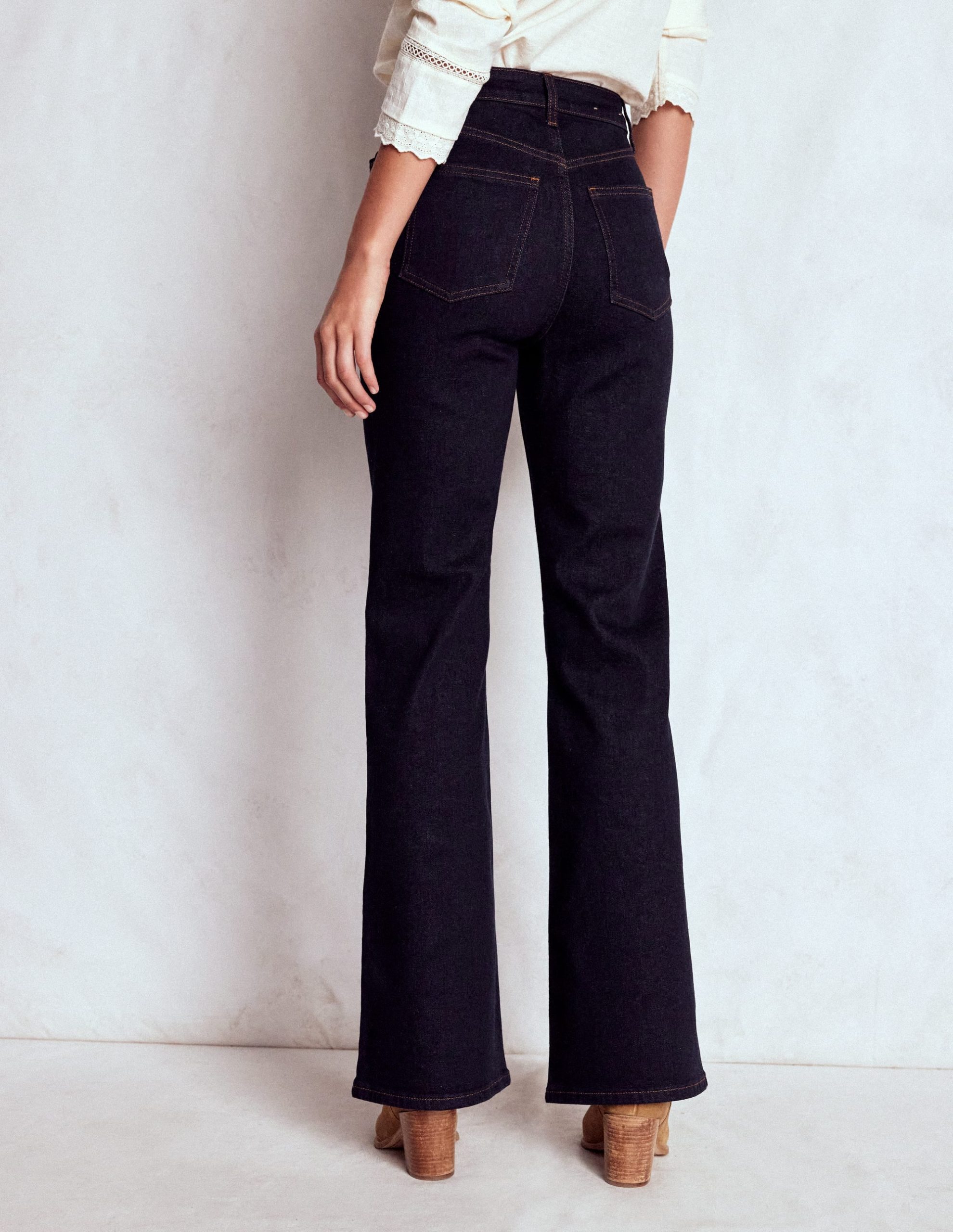 High Rise Fitted Flare Jeans-Indigo - Image 4
