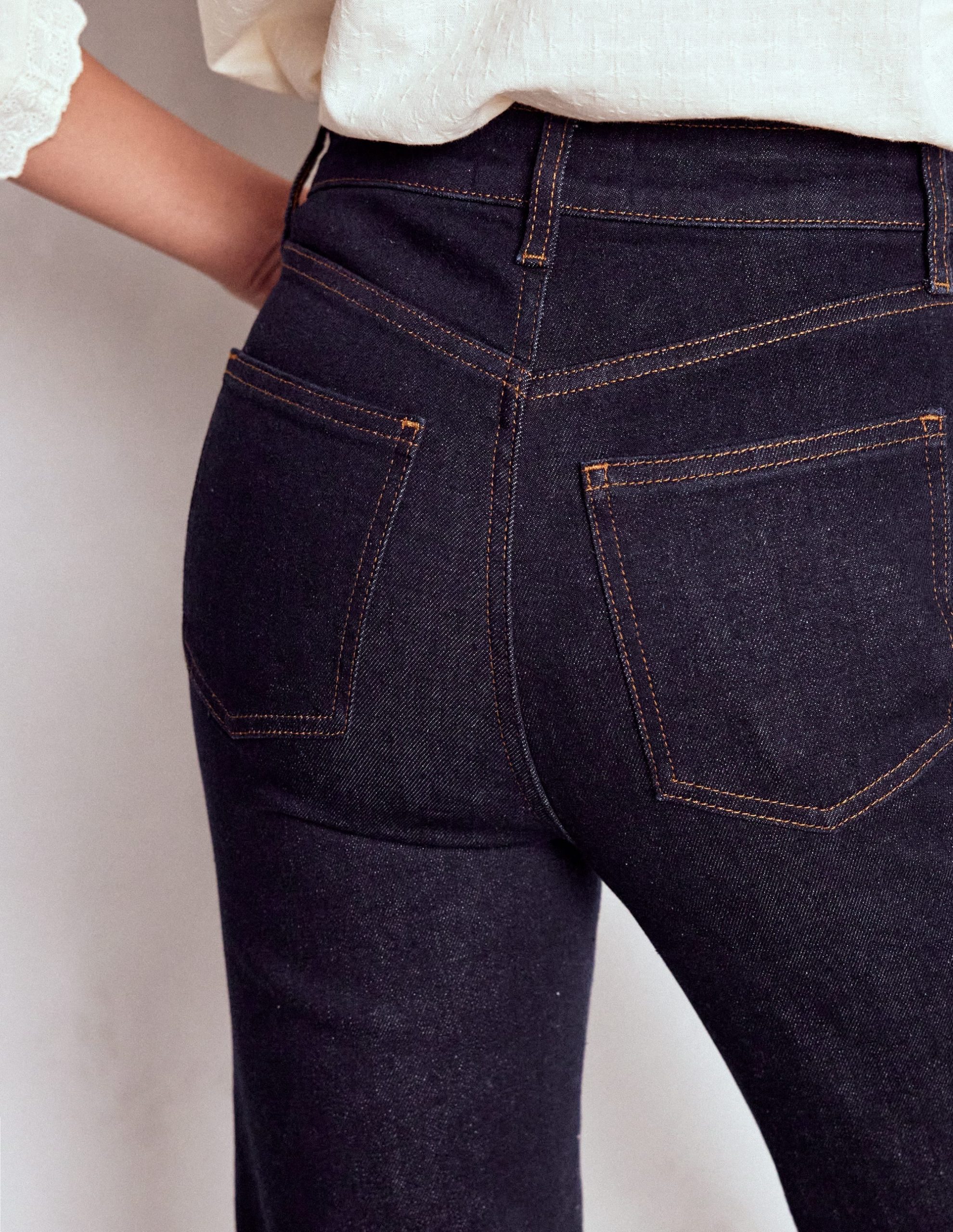 High Rise Fitted Flare Jeans-Indigo - Image 5